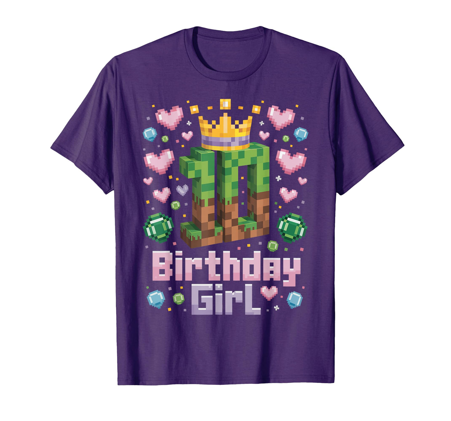 10th Birthday Girl Shirt Gaming Pixel Party 10 Year Old T-Shirt