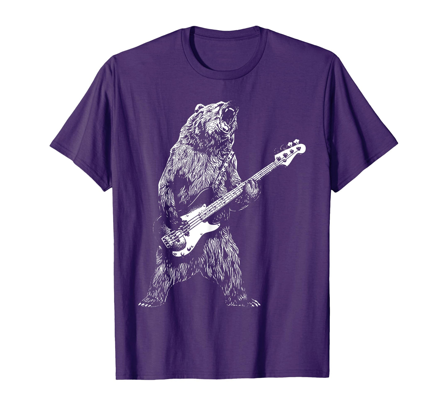 Bear Playing Bass Guitar Shirt for Men Animal Playing Guitar T-Shirt