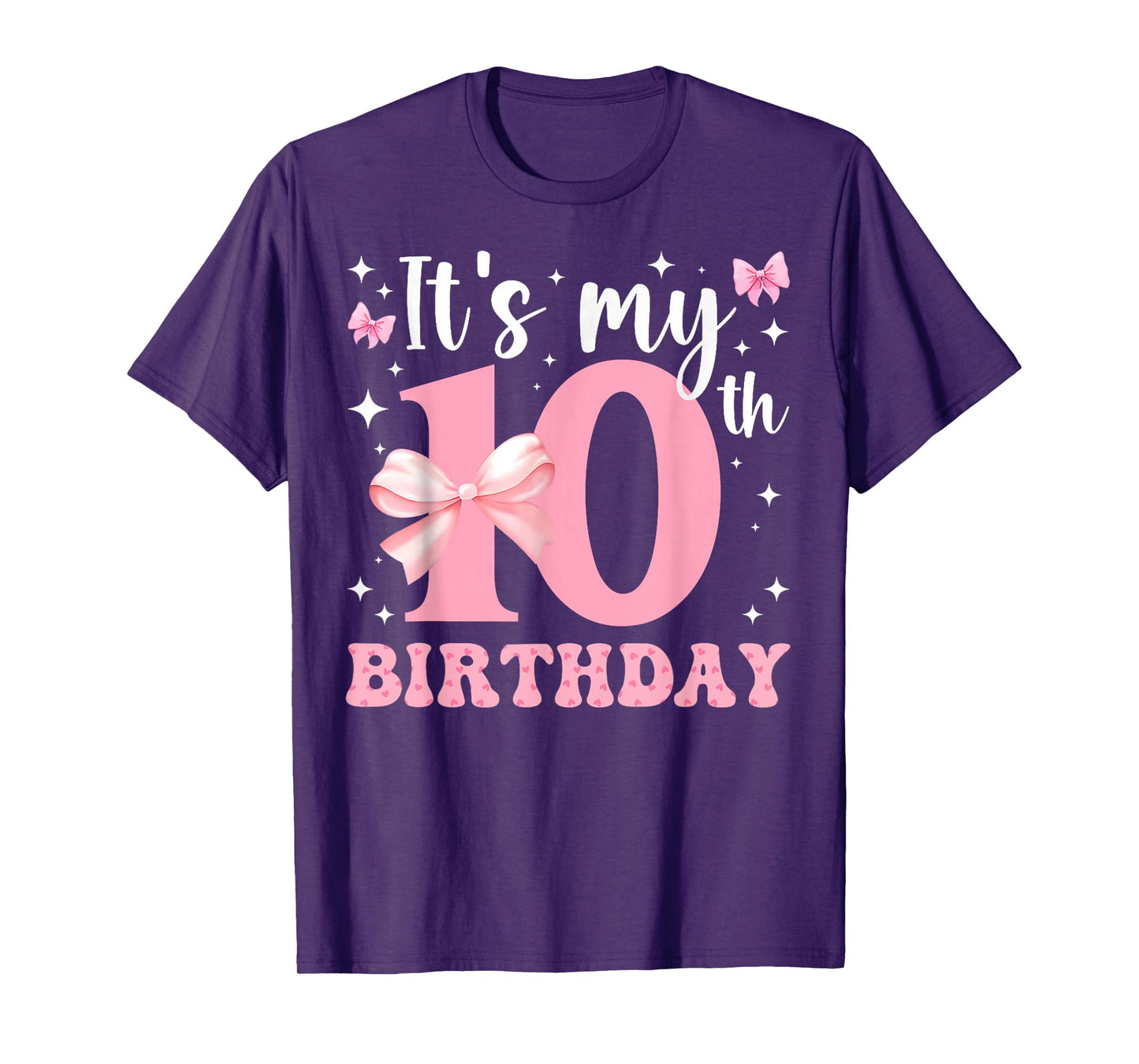 Groovy It's My 10th Birthday Cute Coquette Bow Birthday Girl T-Shirt