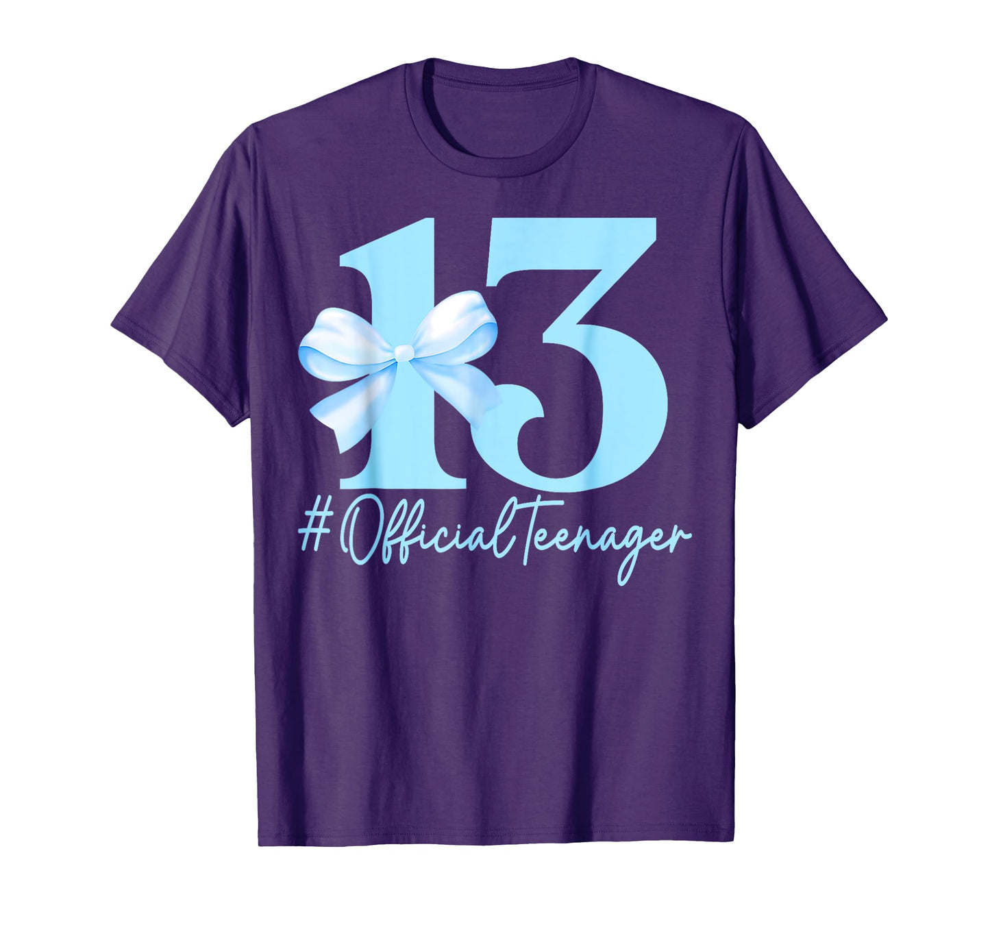 13th Birthday Girl Blue Coquette Bow Official Teenager Girls T-Shirt