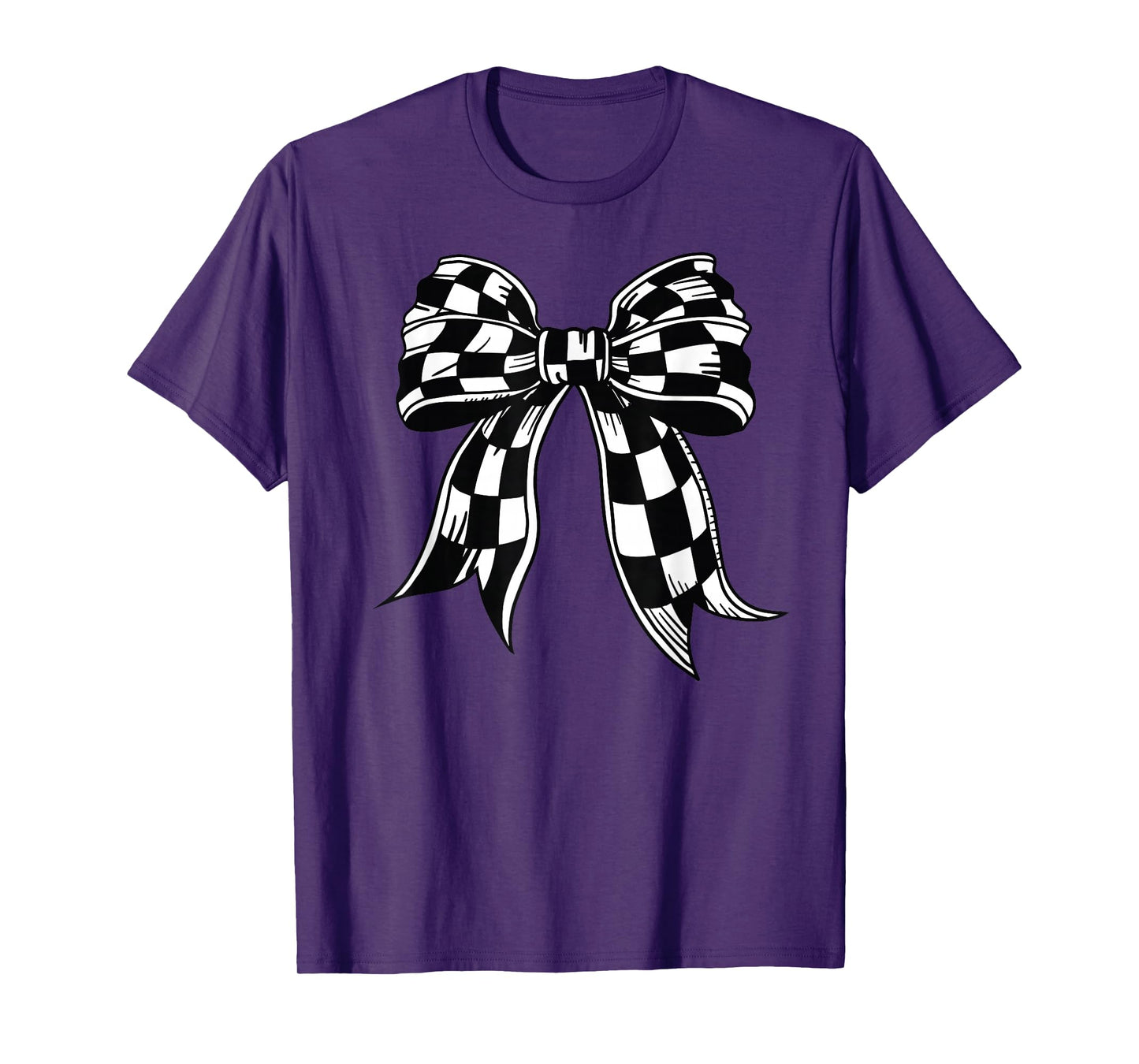 Checkered Bow Tie Flag Automobile Motor Race Car Racing team T-Shirt