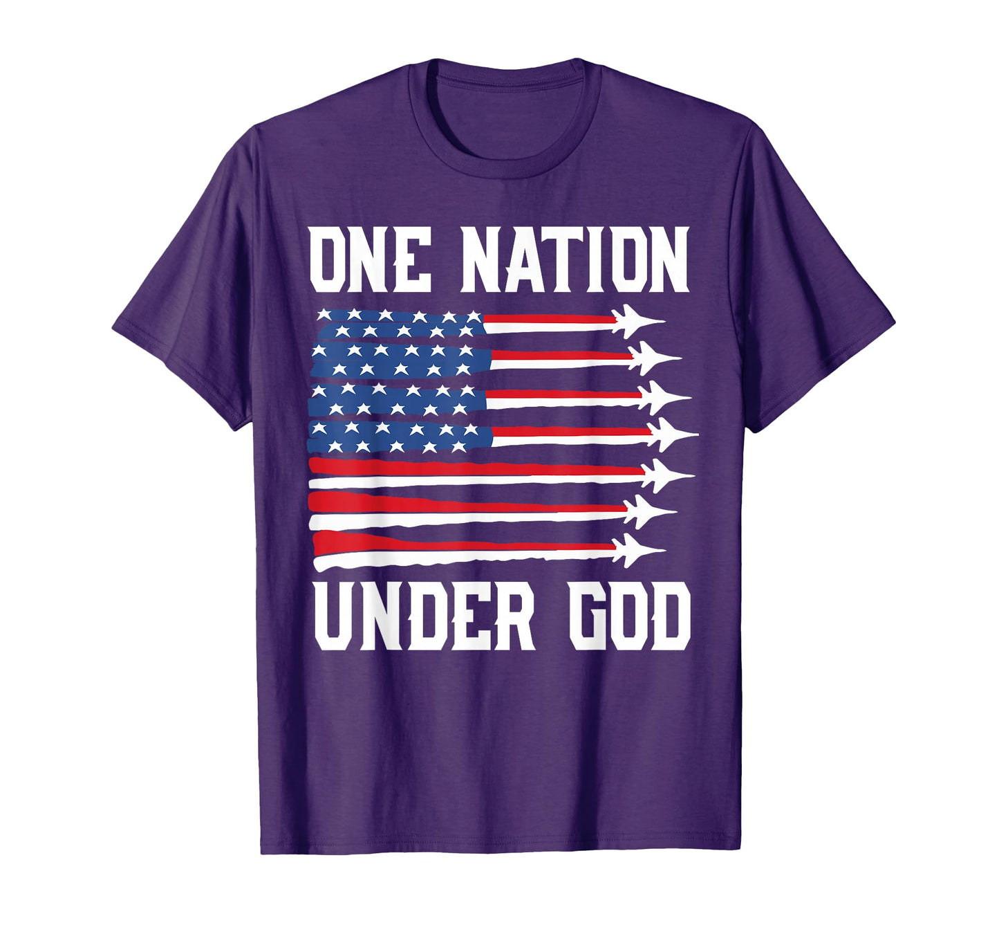 Boy 4th July One Nation Under God USA Fighter Jet Patriotic T-Shirt