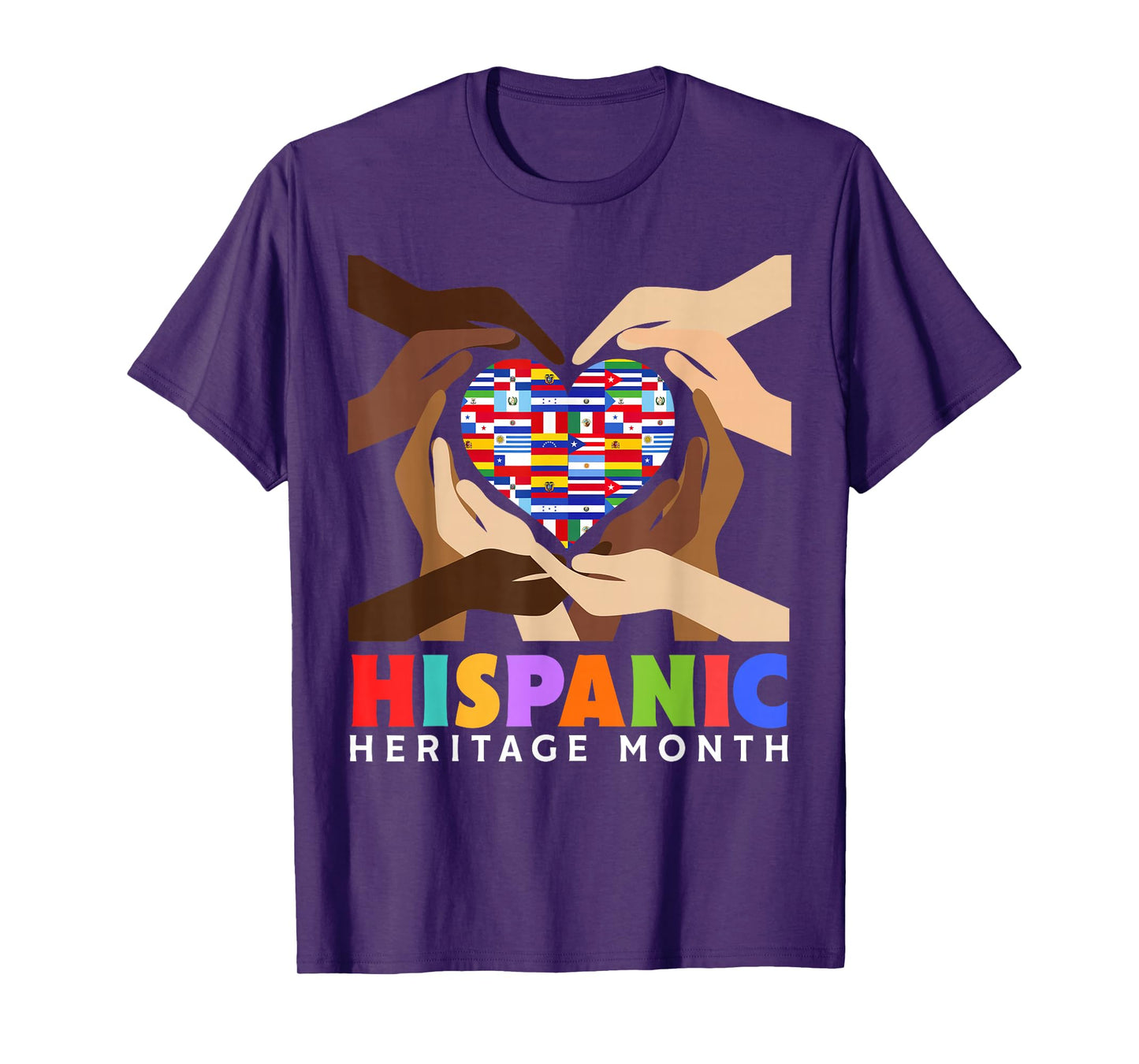 Hispanic Heritage Month All Countries Heart Hands T-Shirt