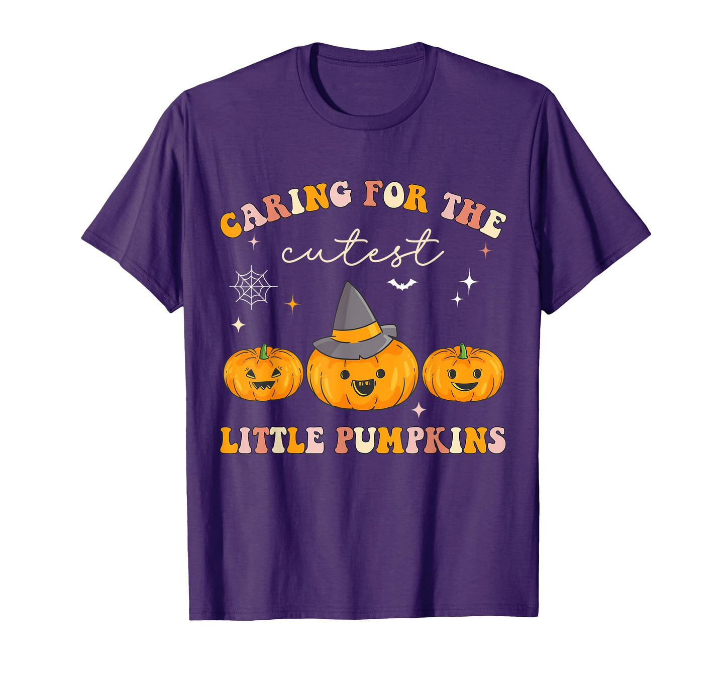 Caring For Cutest Little Pumpkins Pediatric Nurse Halloween T-Shirt