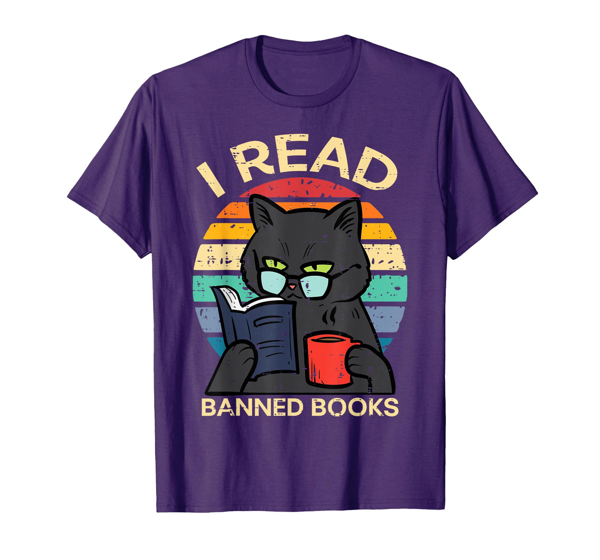 Black Cat Banned Books Funny Read Reading Librarian Women T-Shirt