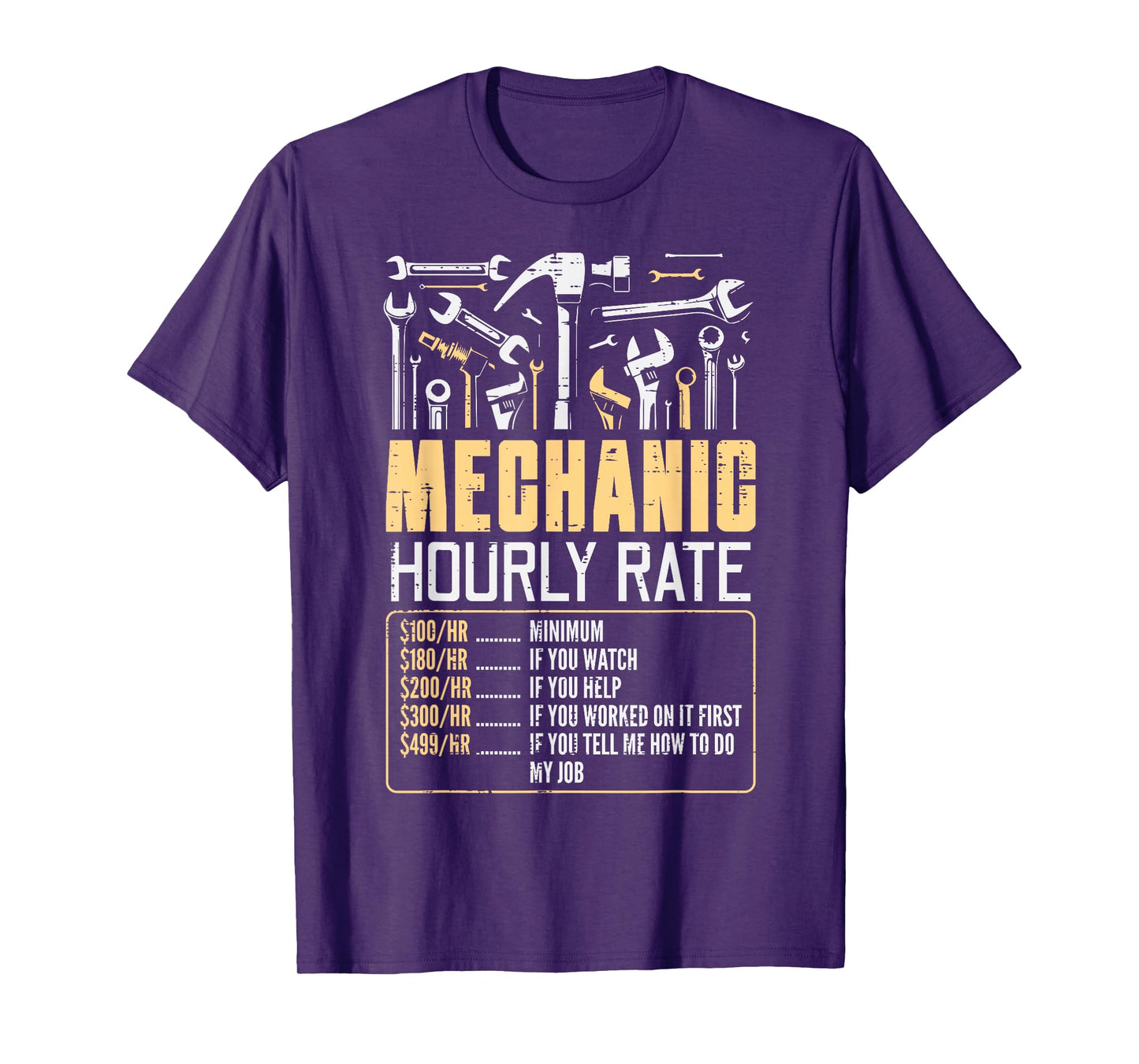 Car Mechanic Hourly Rate Auto Repair Humor Gag Dad Men Women T-Shirt