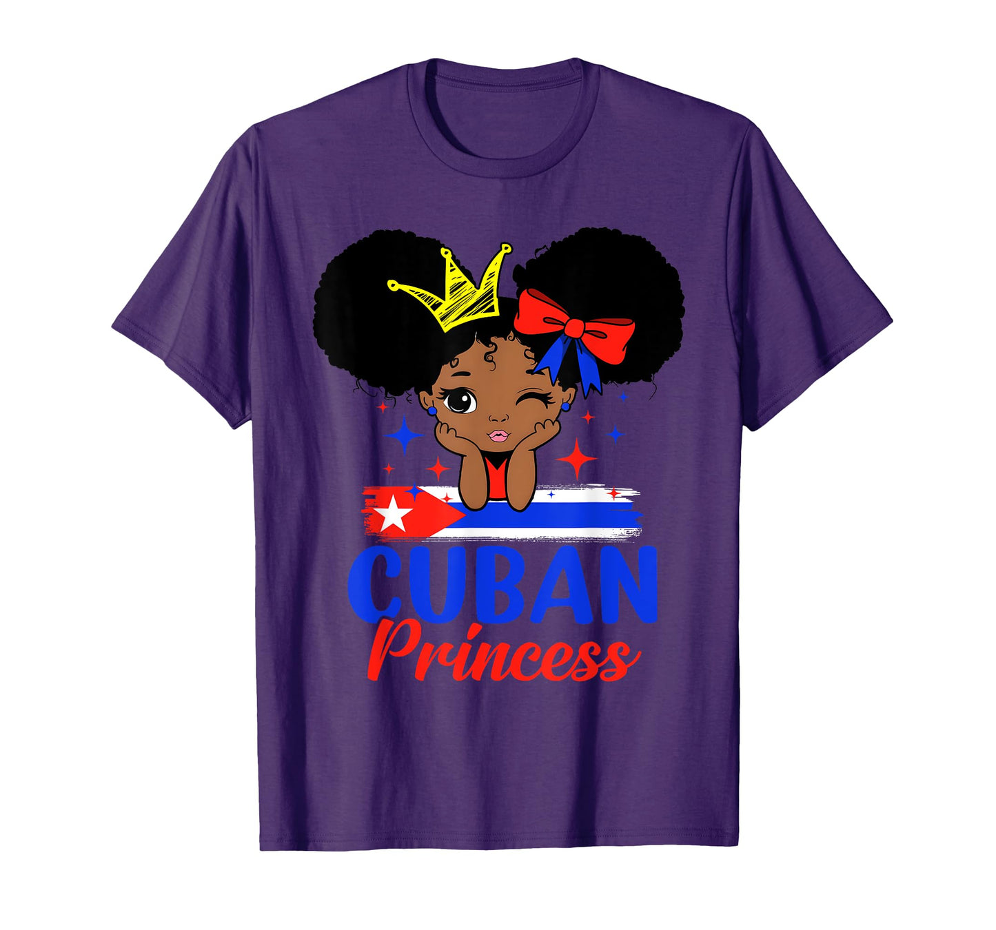 Cuban Princess Cuba Girl Melanin Cute Cuban Flag T-Shirt
