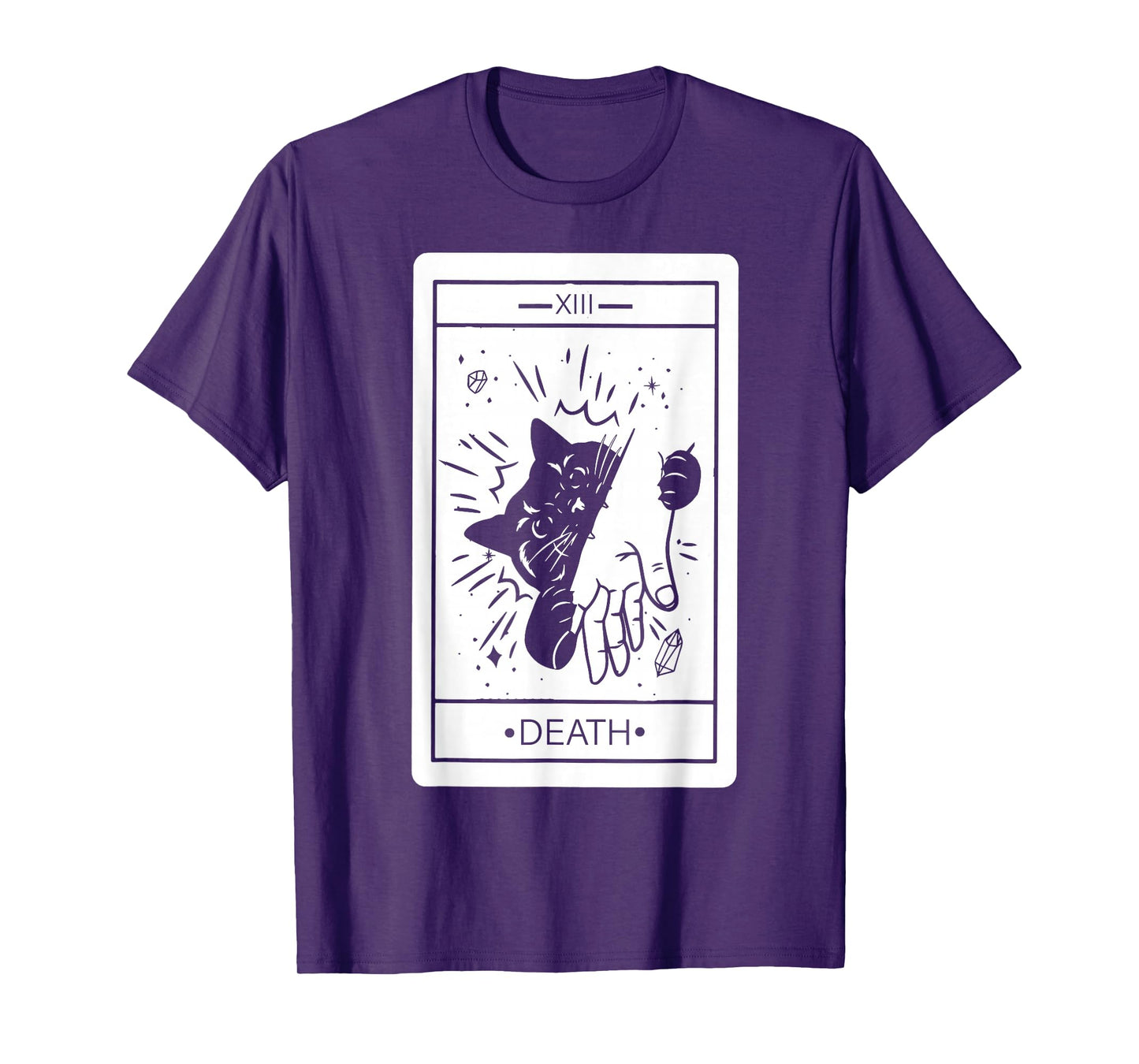 Black Cat Tarot Death Halloween Witchy Cat Lover Men Women T-Shirt
