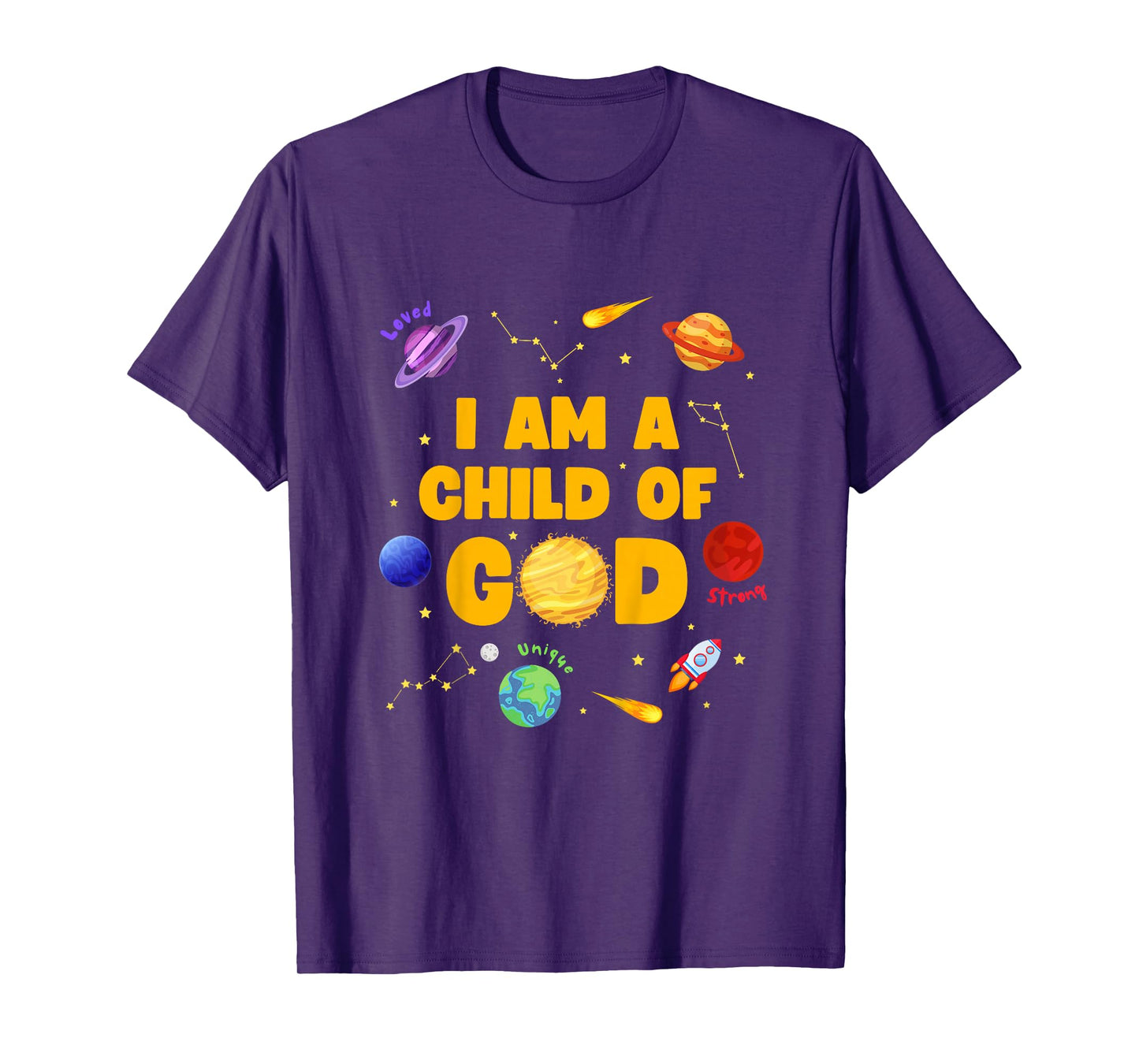 I Am A Child of God Christian Space Kids T-Shirt