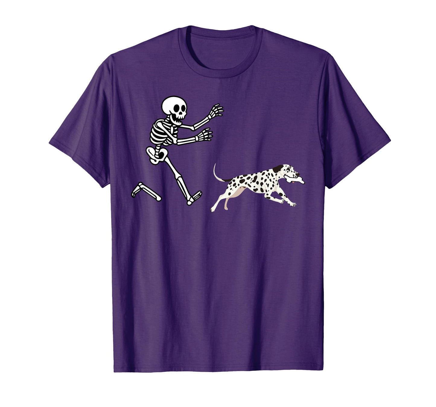 Funny Dalmatian Running Skeleton Halloween T-Shirt
