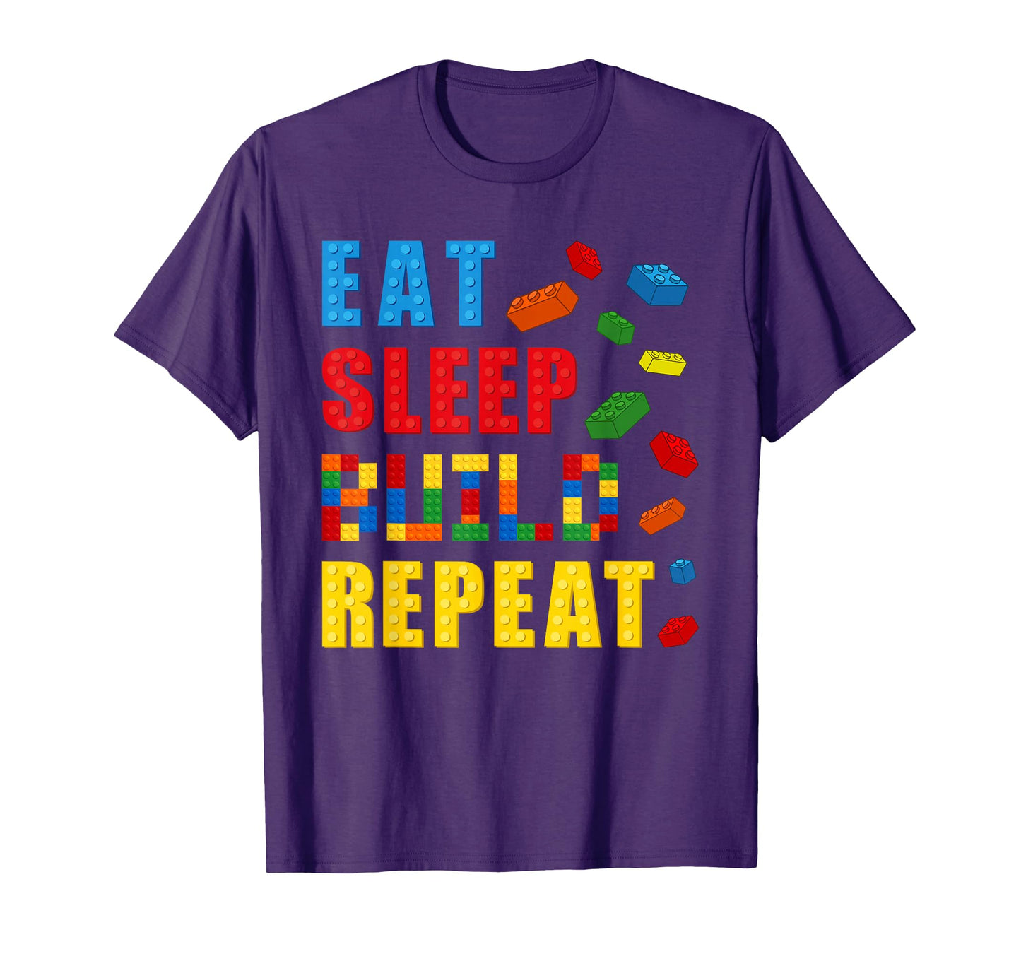 Eat Sleep Build Repeat Building Bricks Blocks Builder Boys T-Shirt