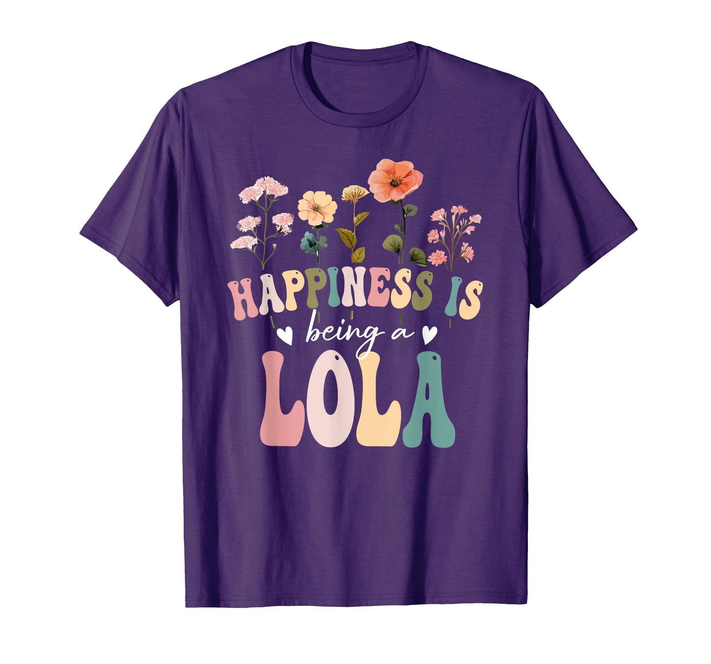 Happiness is Being a Lola Floral Design Lola Mother's Day T-Shirt