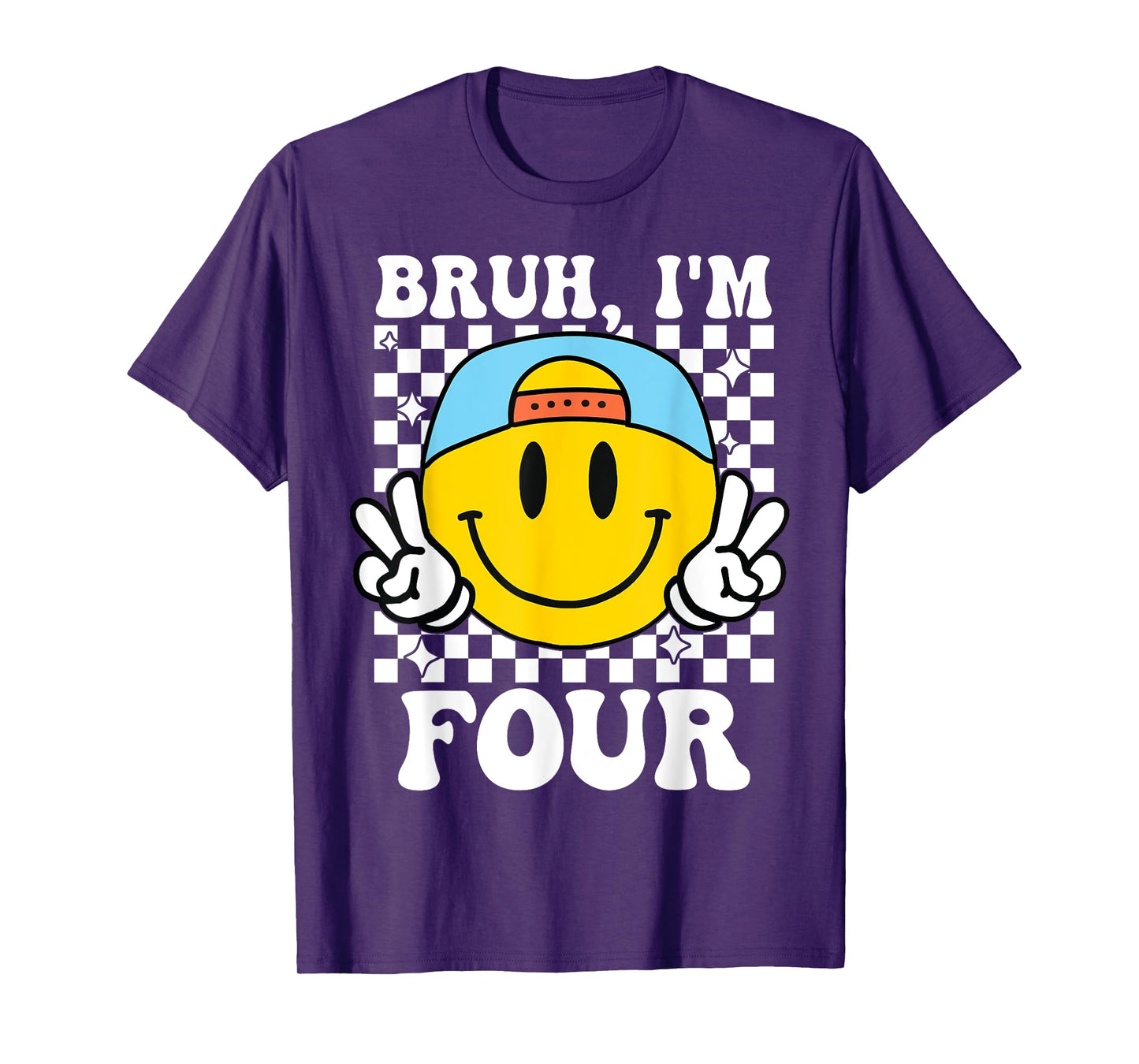 Bruh I'm Four 4 4th Birthday Groovy Boys Girls 4 Years Old T-Shirt