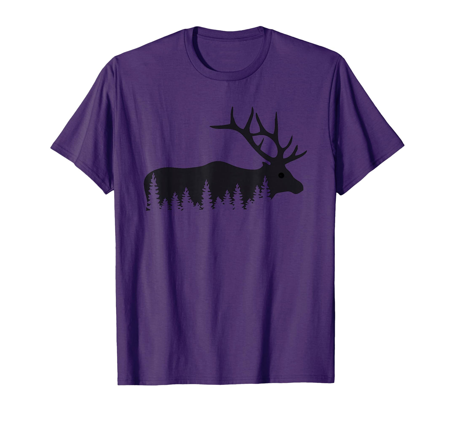 Elk Trees Silhouette Buck Deer Hunting Outdoors T-Shirt