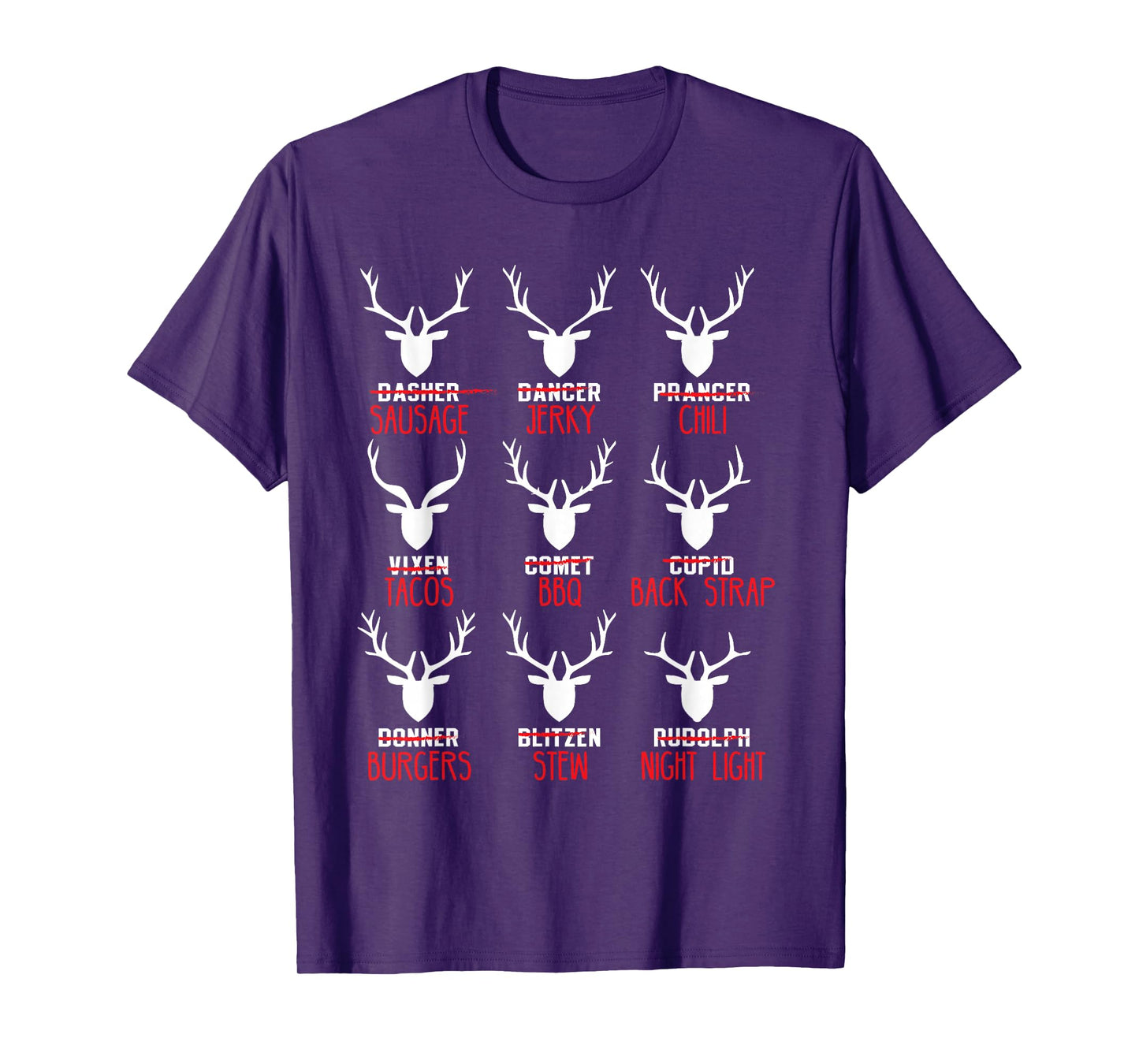 Funny Christmas Deer Hunters All of Santa's Reindeer design T-Shirt