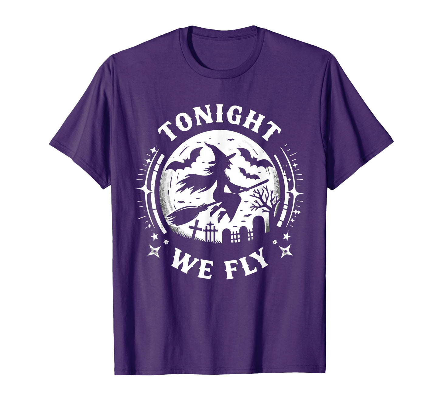 Tonight We Fly Halloween Witch Broomstick Moon T-Shirt