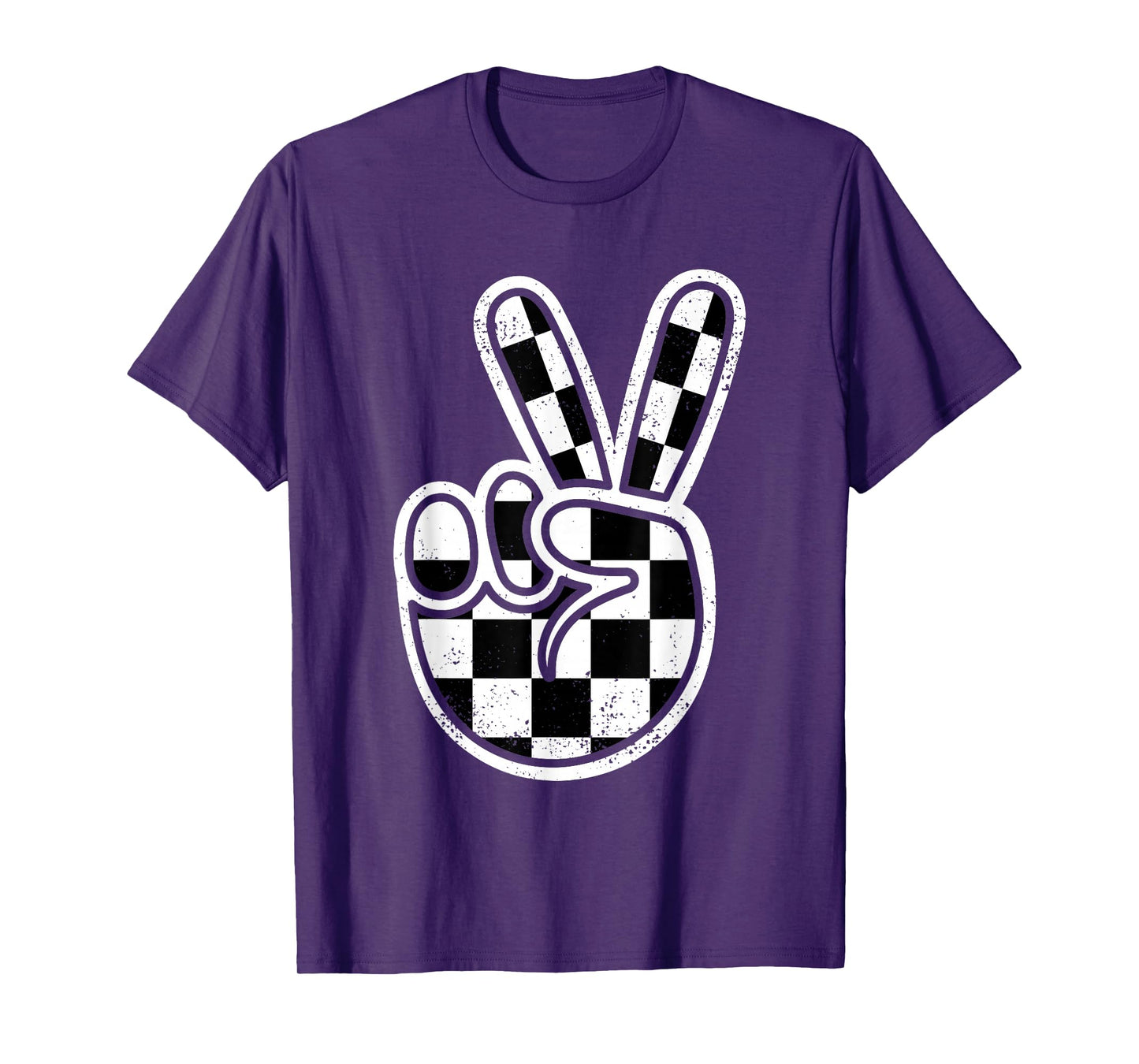 Checkered Peace Sign 60s 70s 80s Race Car Gamer Boys Toddler T-Shirt