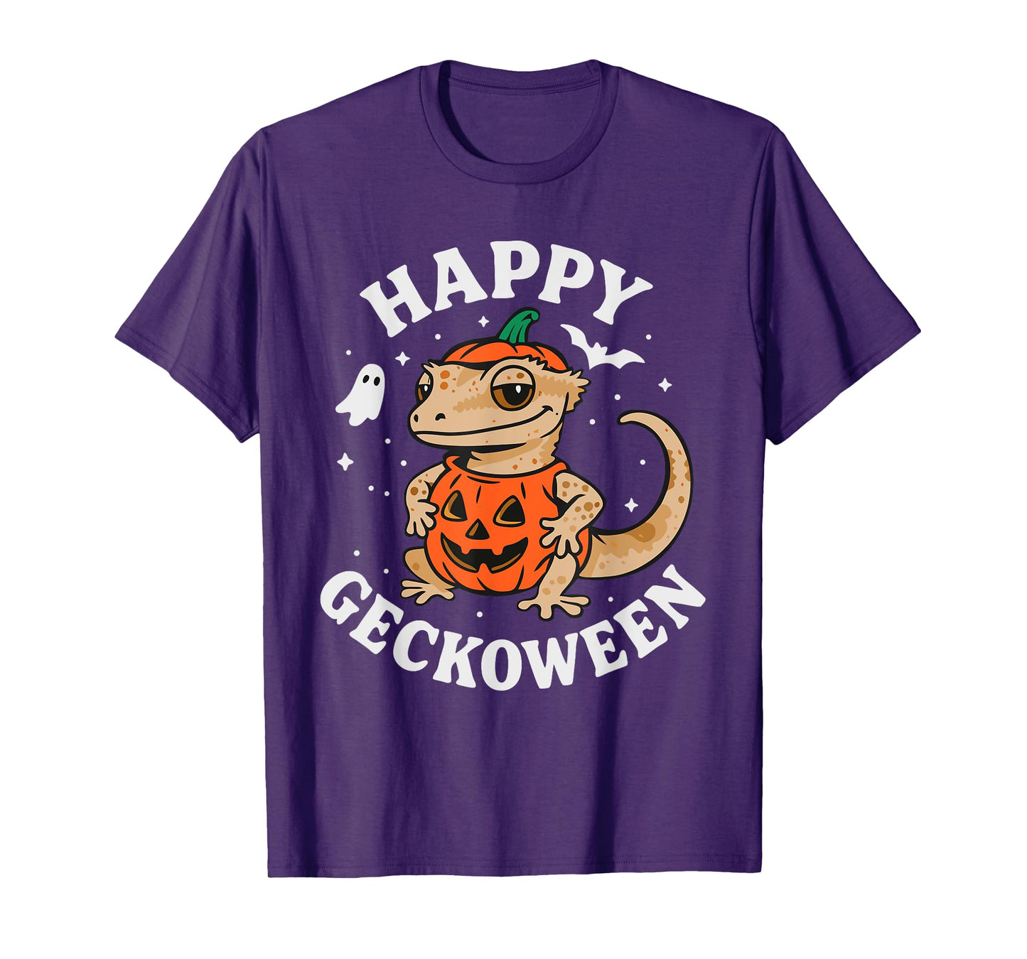 Funny Halloween Cute Crested Eyelash Gecko Pumpkin Costume T-Shirt