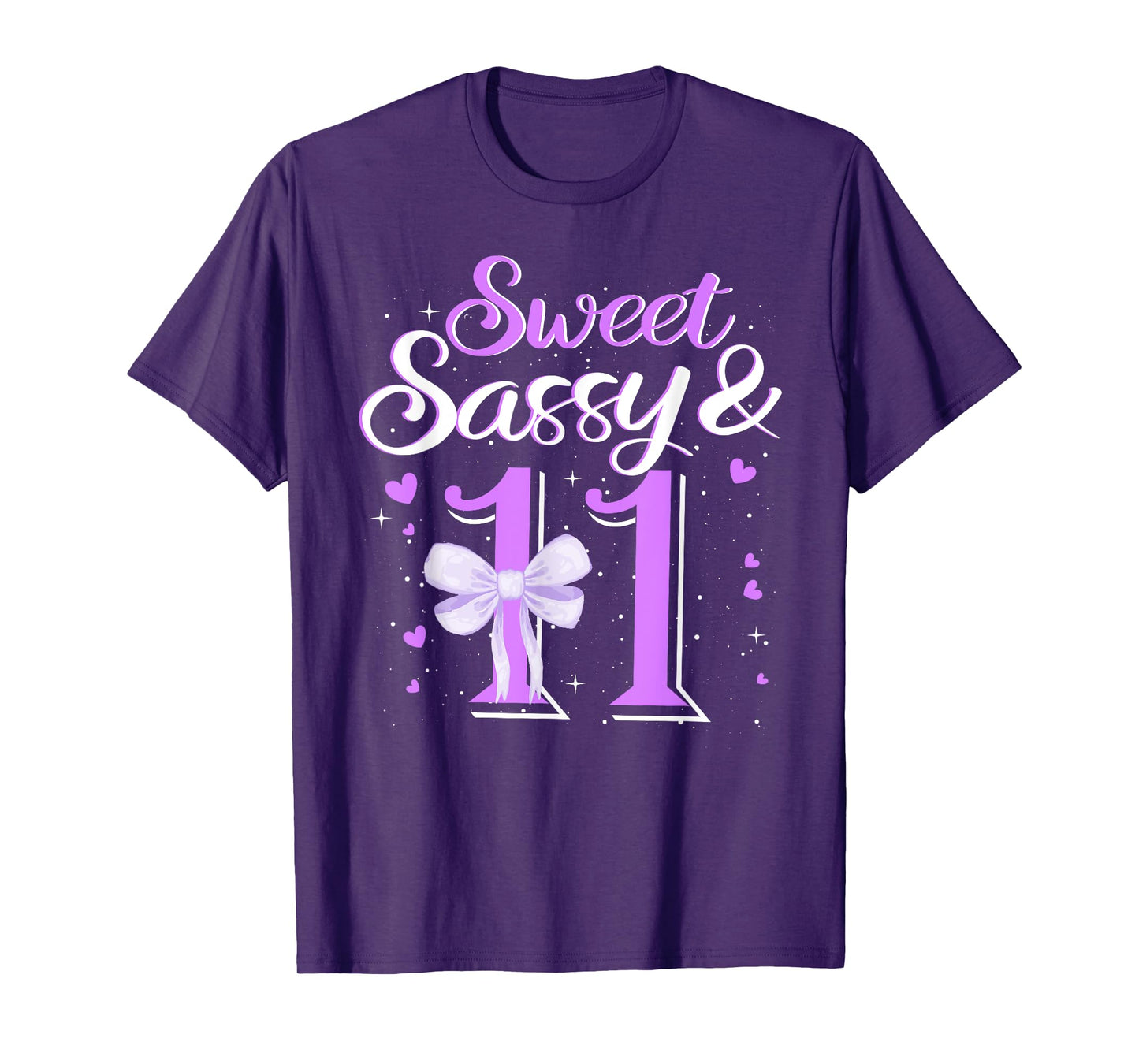 Purple Sweet Sassy And 11st eleven Bow Birthday 11 Year Old T-Shirt