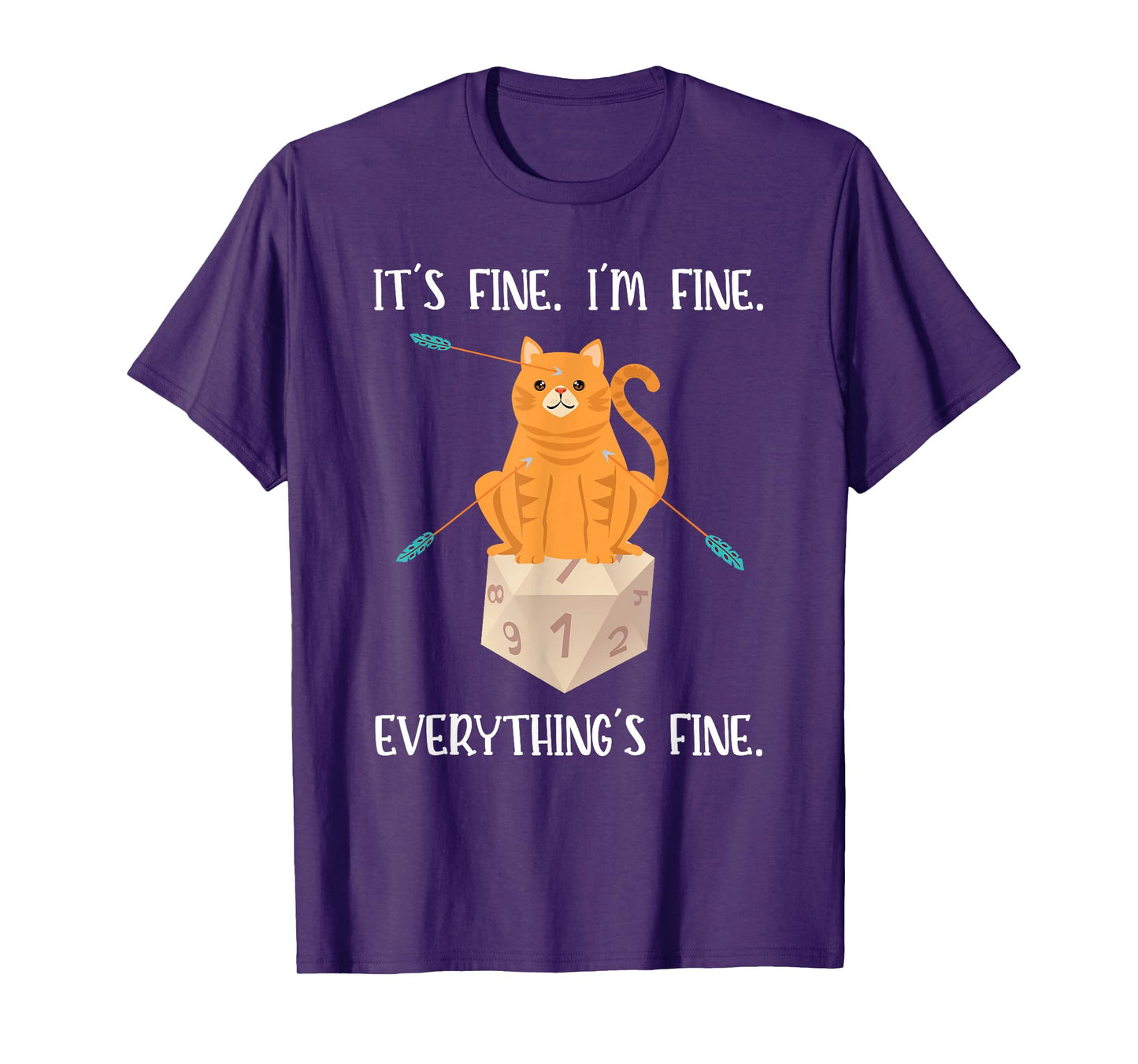 It's Fine RPG Gamer Cat D20 Dice Geek T-Shirt