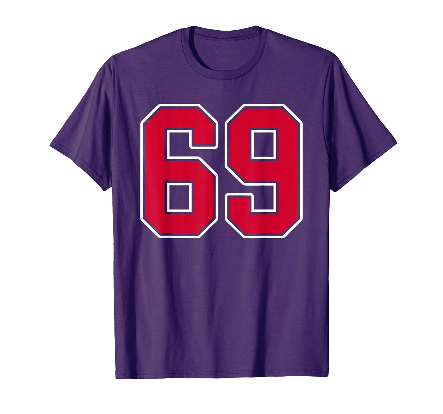 Red White Number 69 Jersey Player Uniform #69 T-Shirt