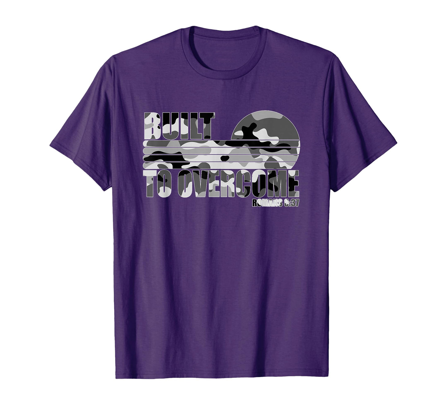 Built to Overcome Camo Faith Scripture Workout Gym Christian T-Shirt