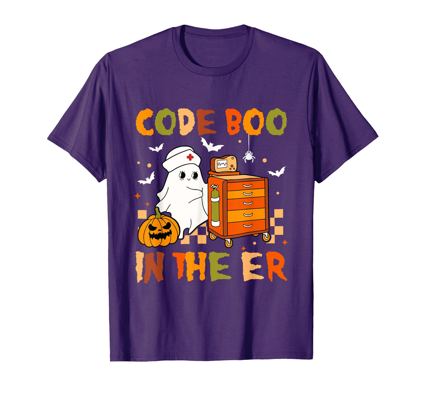 Halloween ER Costume Code Boo In The ER Nurse Crew Ghost T-Shirt