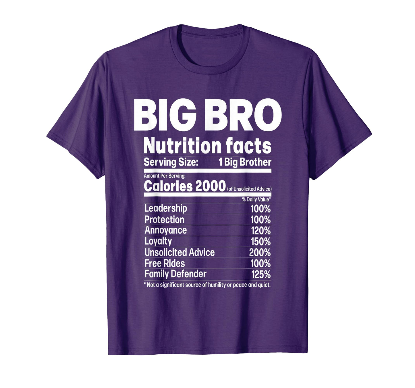 Big Brother Funny Sibling Humor Big Bro Nutrition Facts T-Shirt