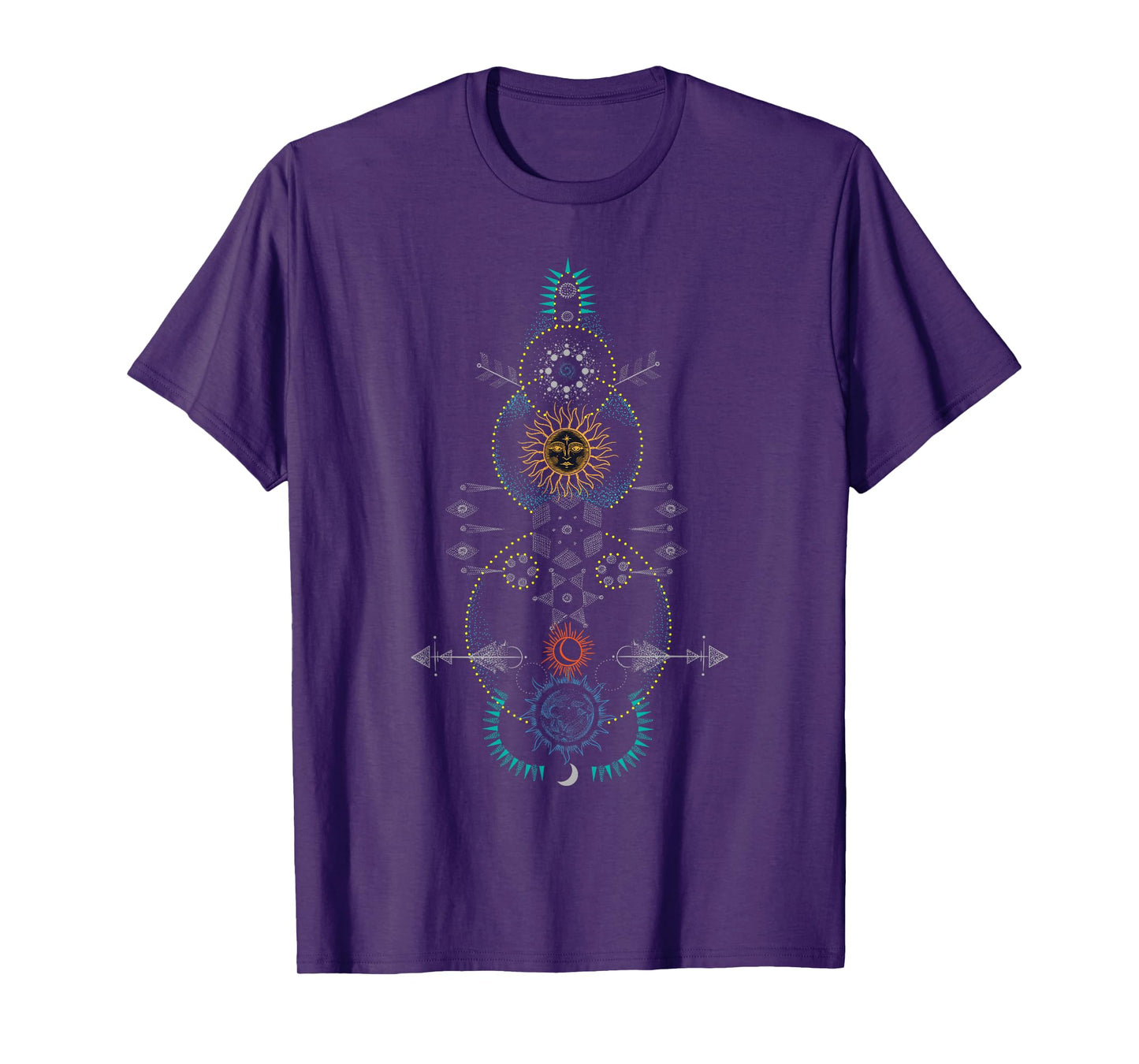 Sacred Geometry T-Shirt - Earth Sun and Moon T-Shirt T-Shirt