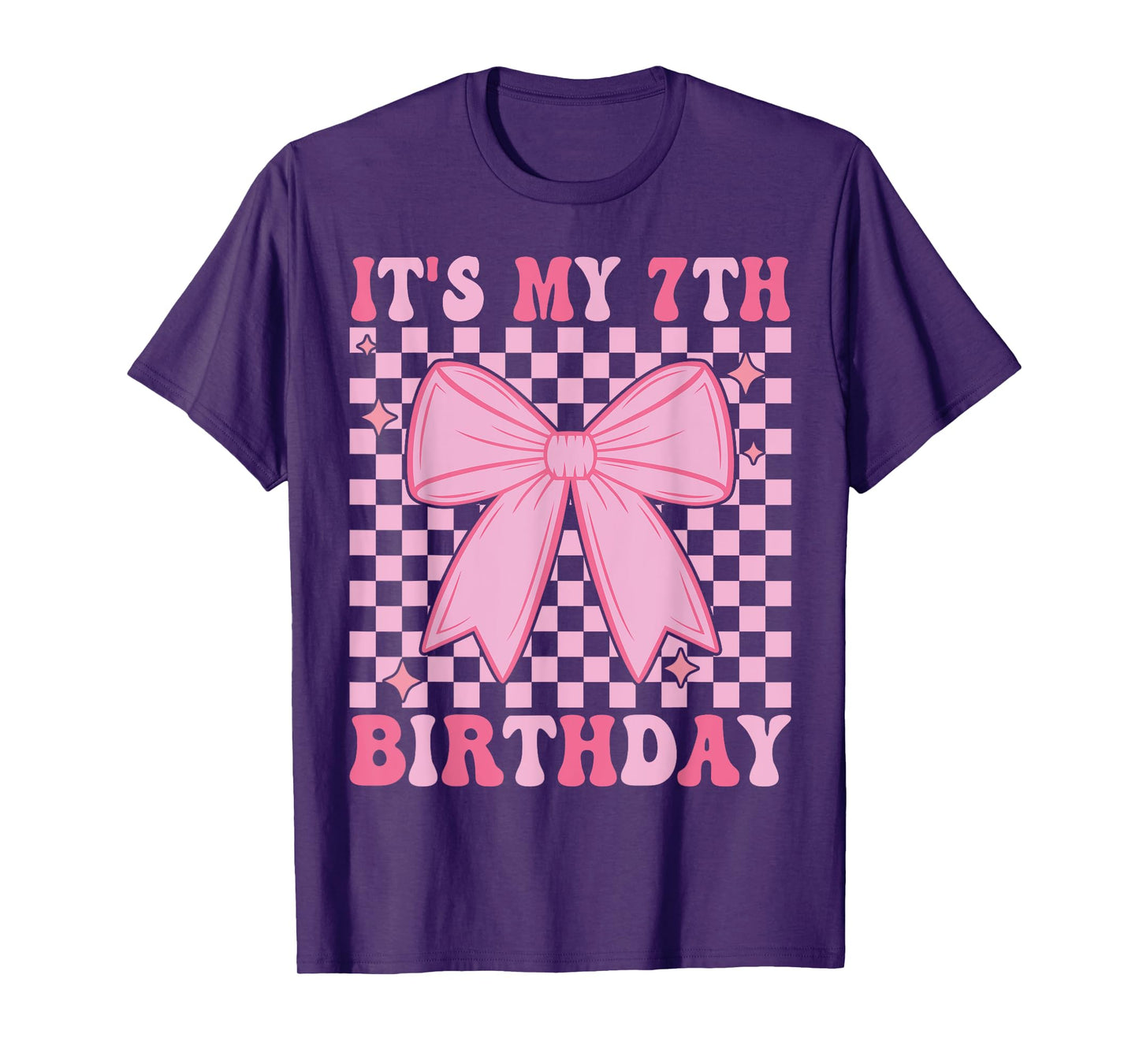 7th Coquette Themed Birthday Seven Year Old Girl Bow T-Shirt