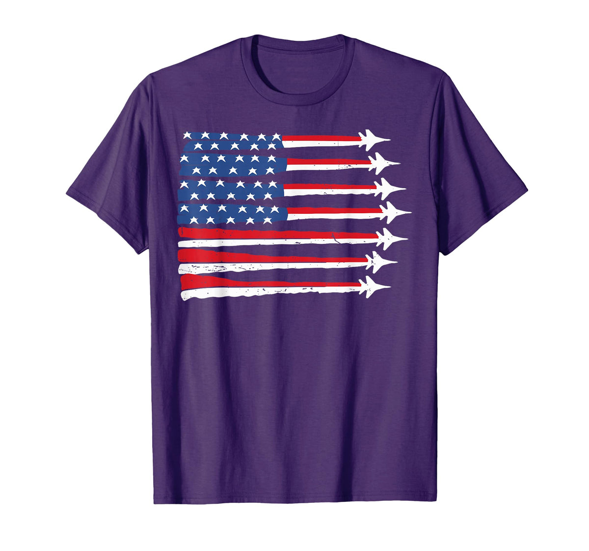 Patriotic USA Flag Fighter Jet 4th July Boy Red White & Blue T-Shirt