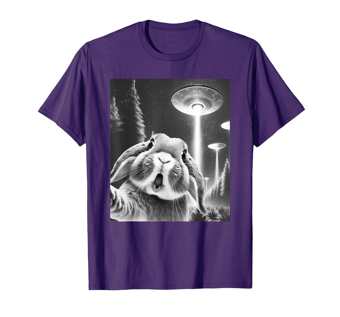 Funny Rabbit Alien UFO Taking a Selfie Animal Lover T-Shirt