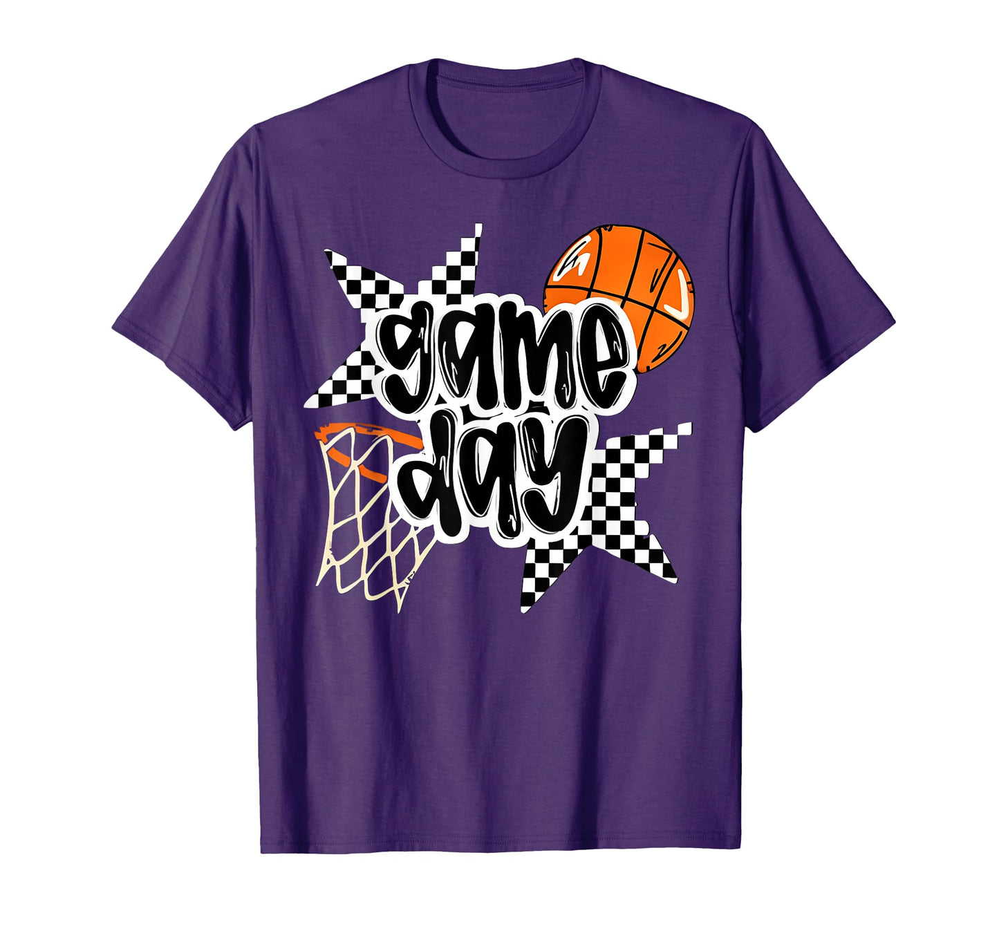Basketball Player Game Day Checkered Basketball Fan Mom T-Shirt
