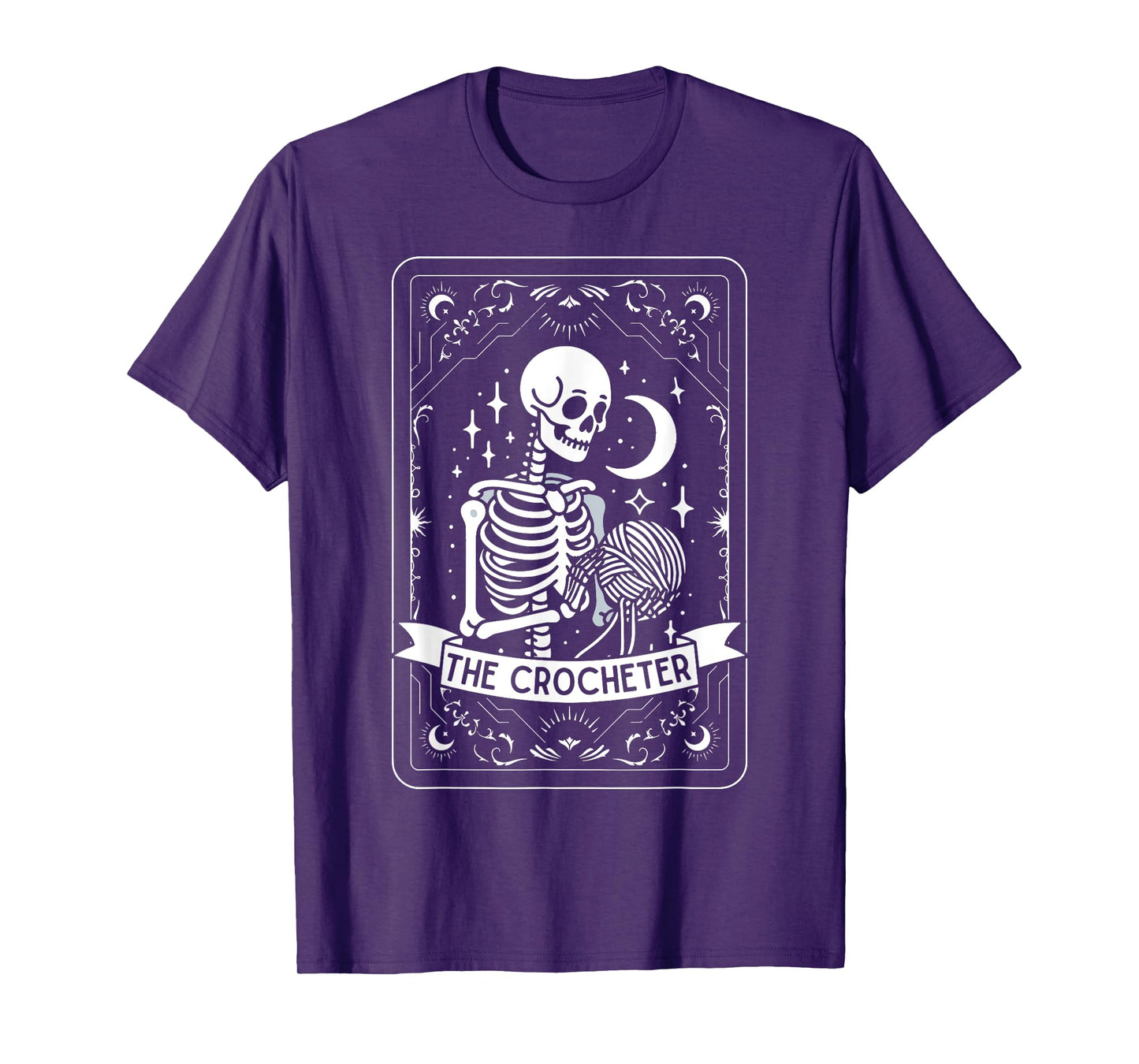 Skeleton The Crocheter Tarot Card Knitter Crochet Lover T-Shirt
