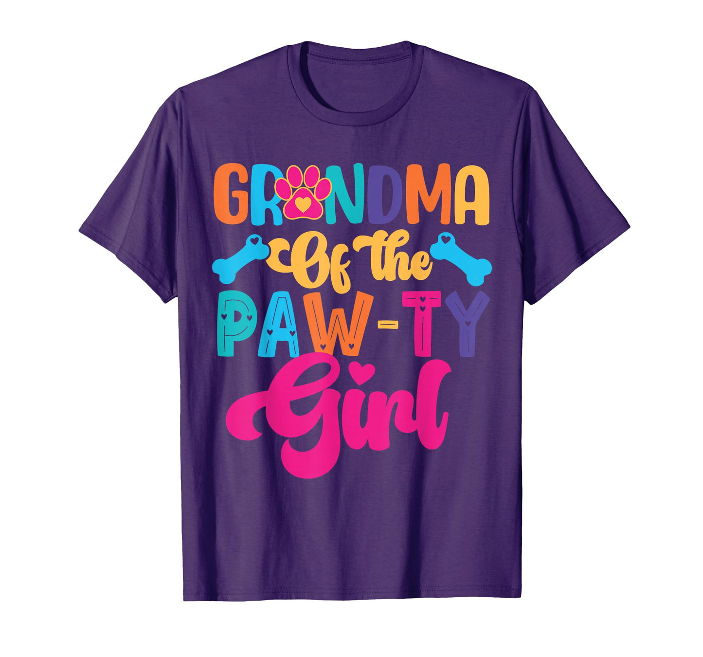Grandma Of The Birthday Girl Dog Paw Family Matching Party T-Shirt