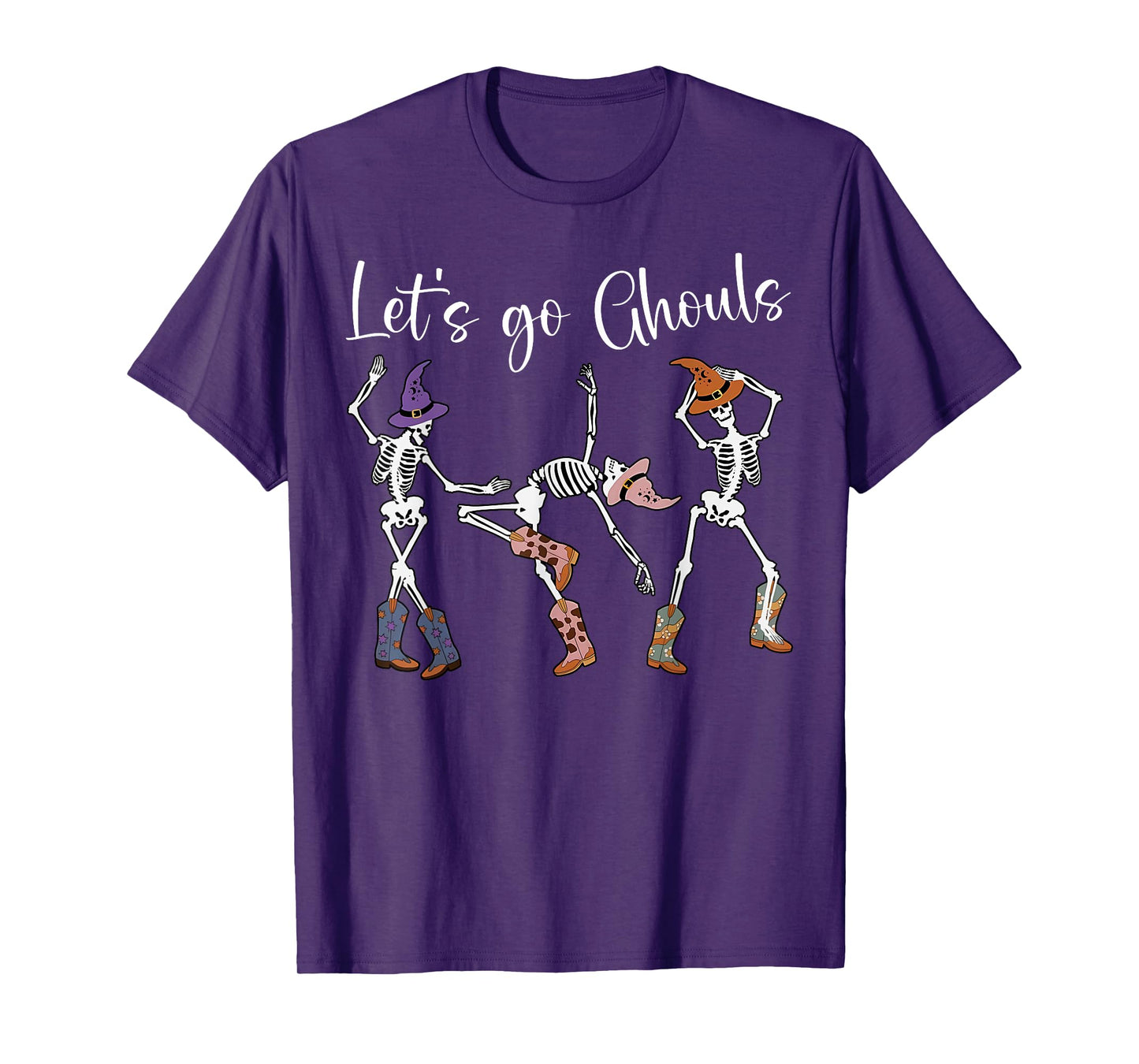 Let's Go Ghouls Dancing Skeleton Cowboy Western Halloween T-Shirt