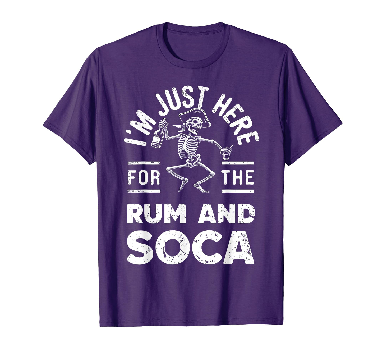 I'm Just Here For Rum And Soca Retro Carnival Pirate Fete T-Shirt
