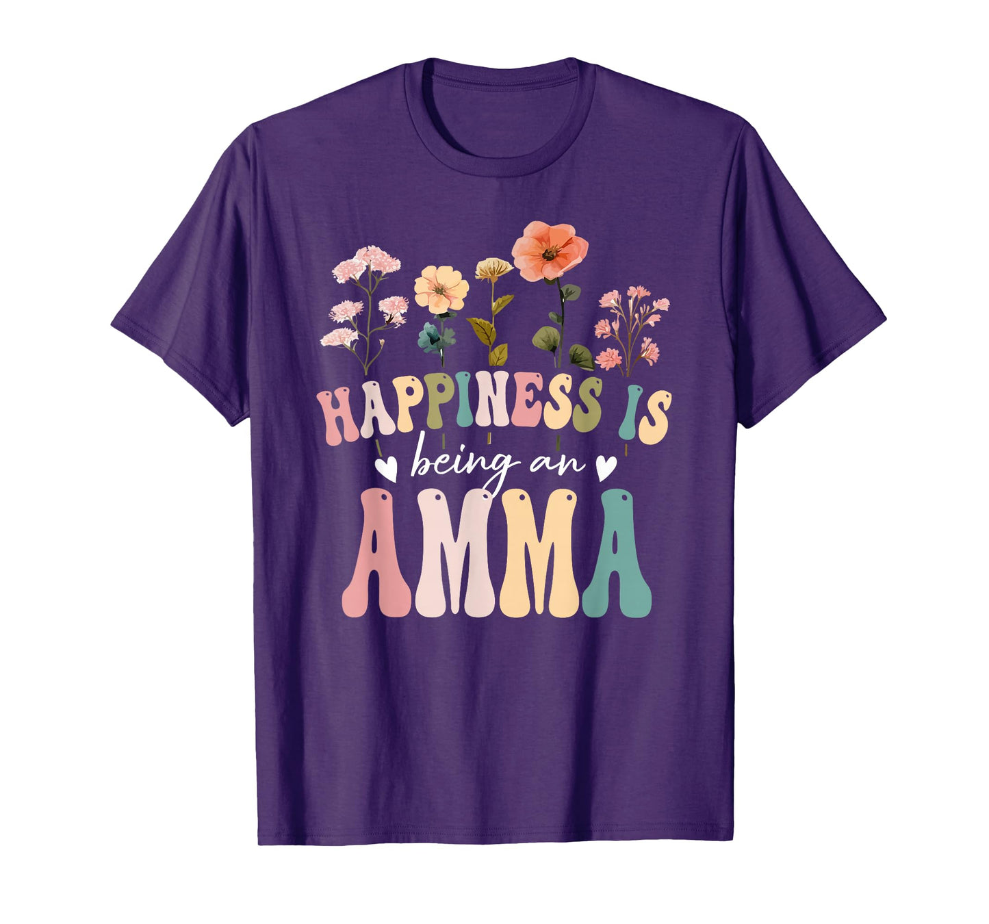 Happiness is Being an Amma Floral Design Amma Mother's Day T-Shirt