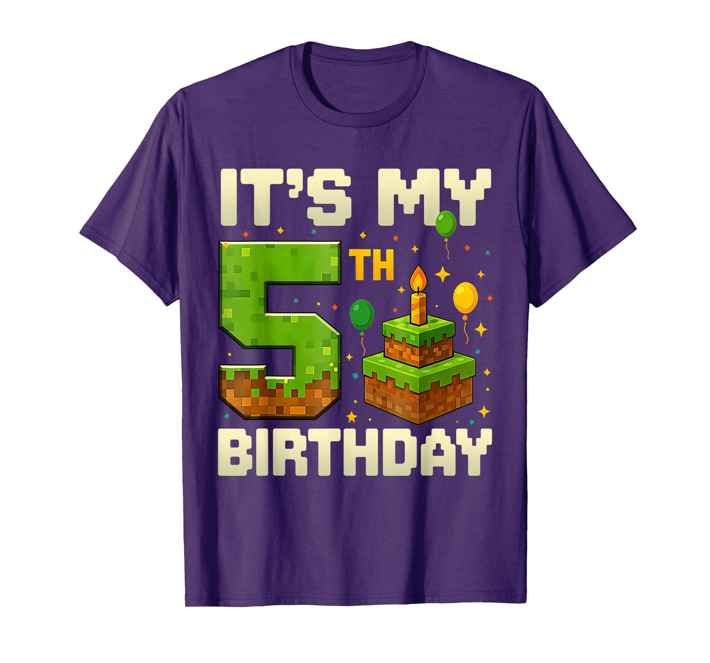 Birthday Boy 5 Years It's My 5th Birthday Game Video Pixel T-Shirt