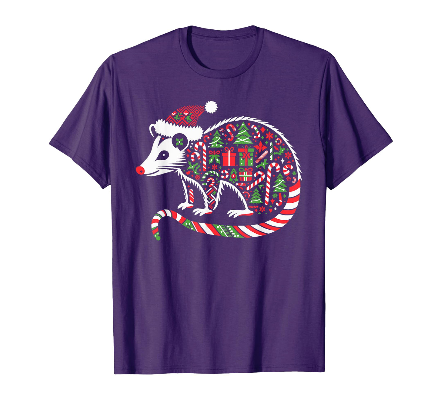 Christmas Tree Candy Possum Santa Christmas Womens Mens Kids T-Shirt