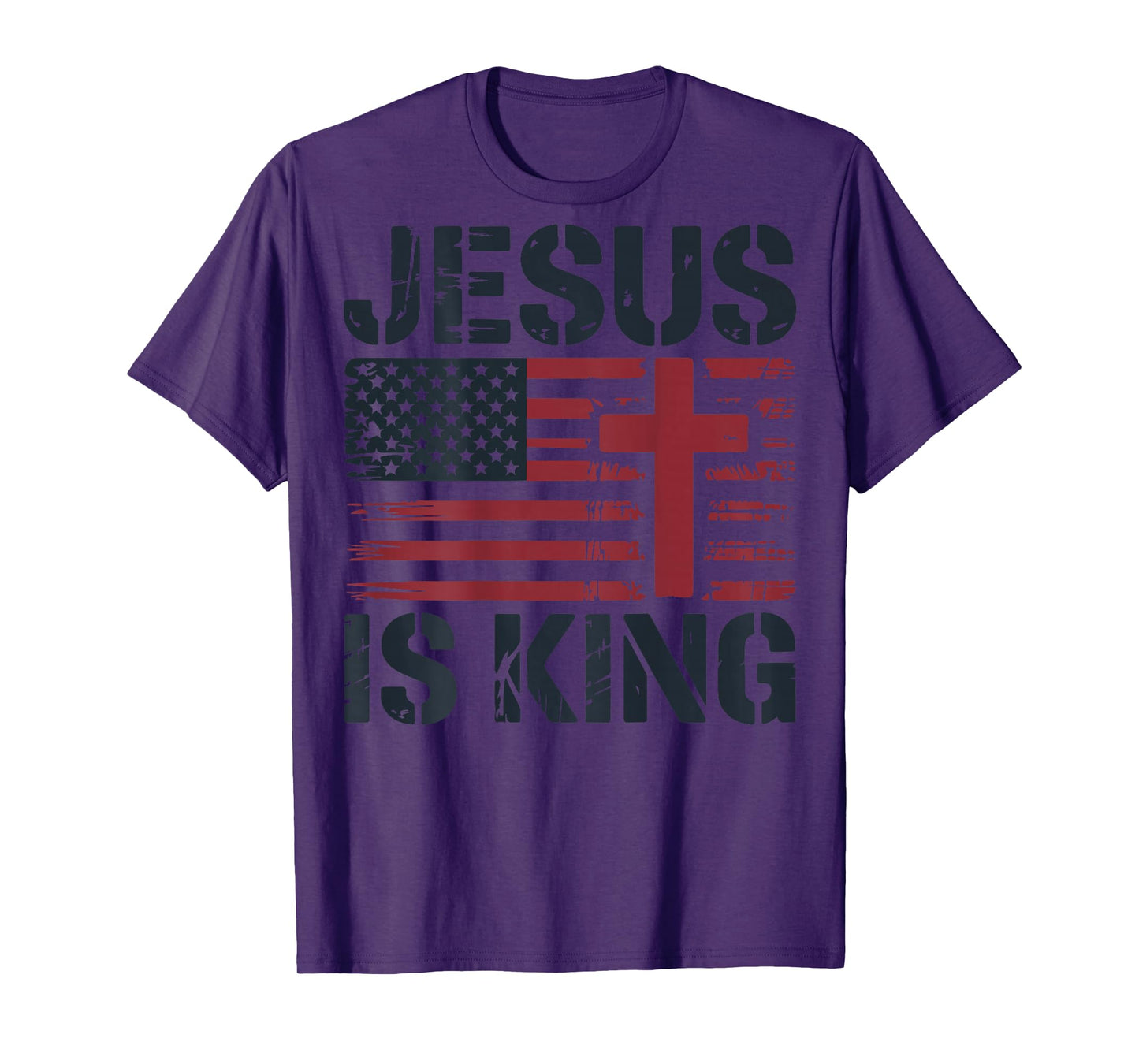 White Jesus is King American Flag Christian Patriotic Cross T-Shirt
