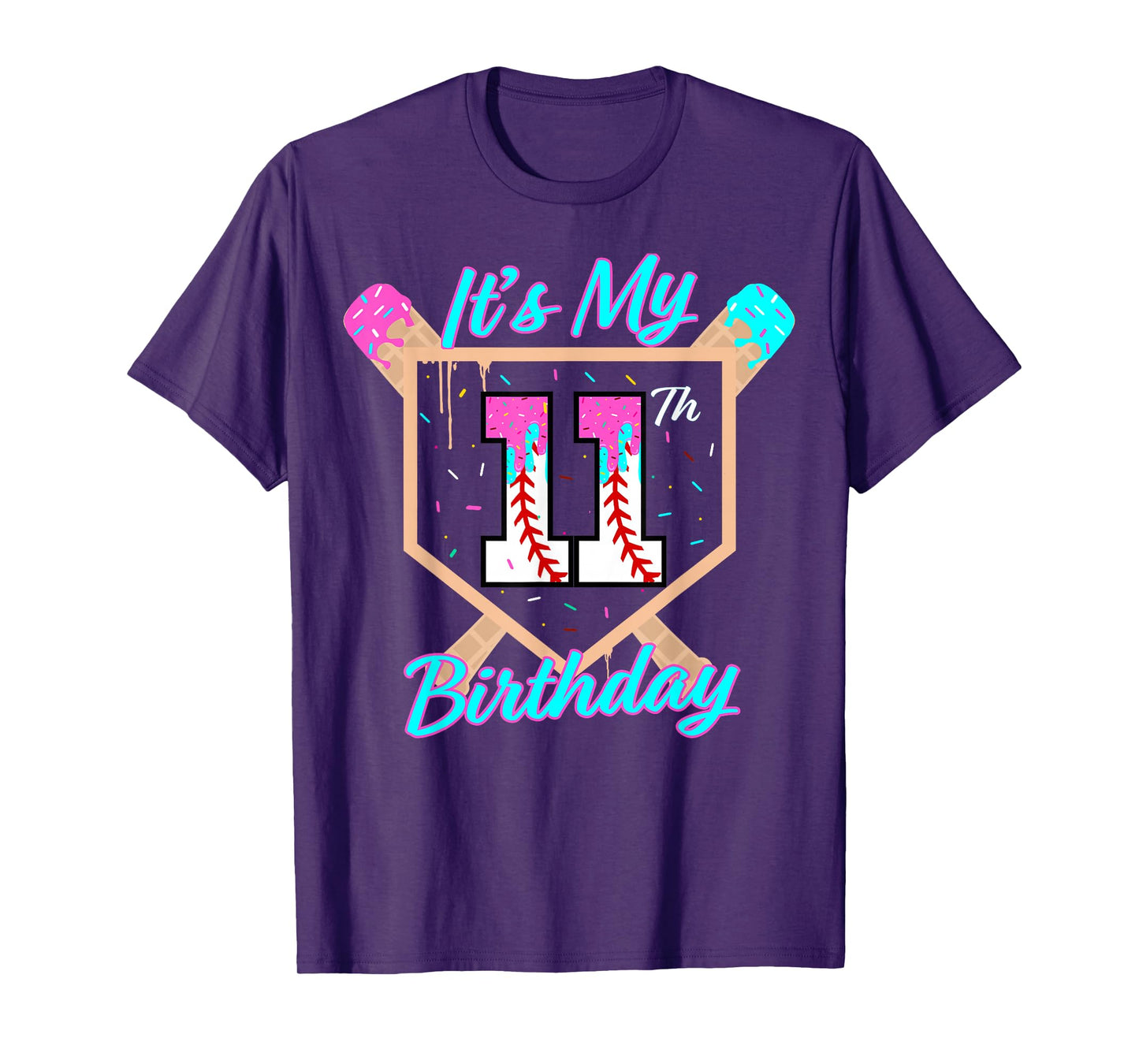 Baseball 11 Year Old Ice Cream Drip 11th Birthday Boy 11 T-Shirt