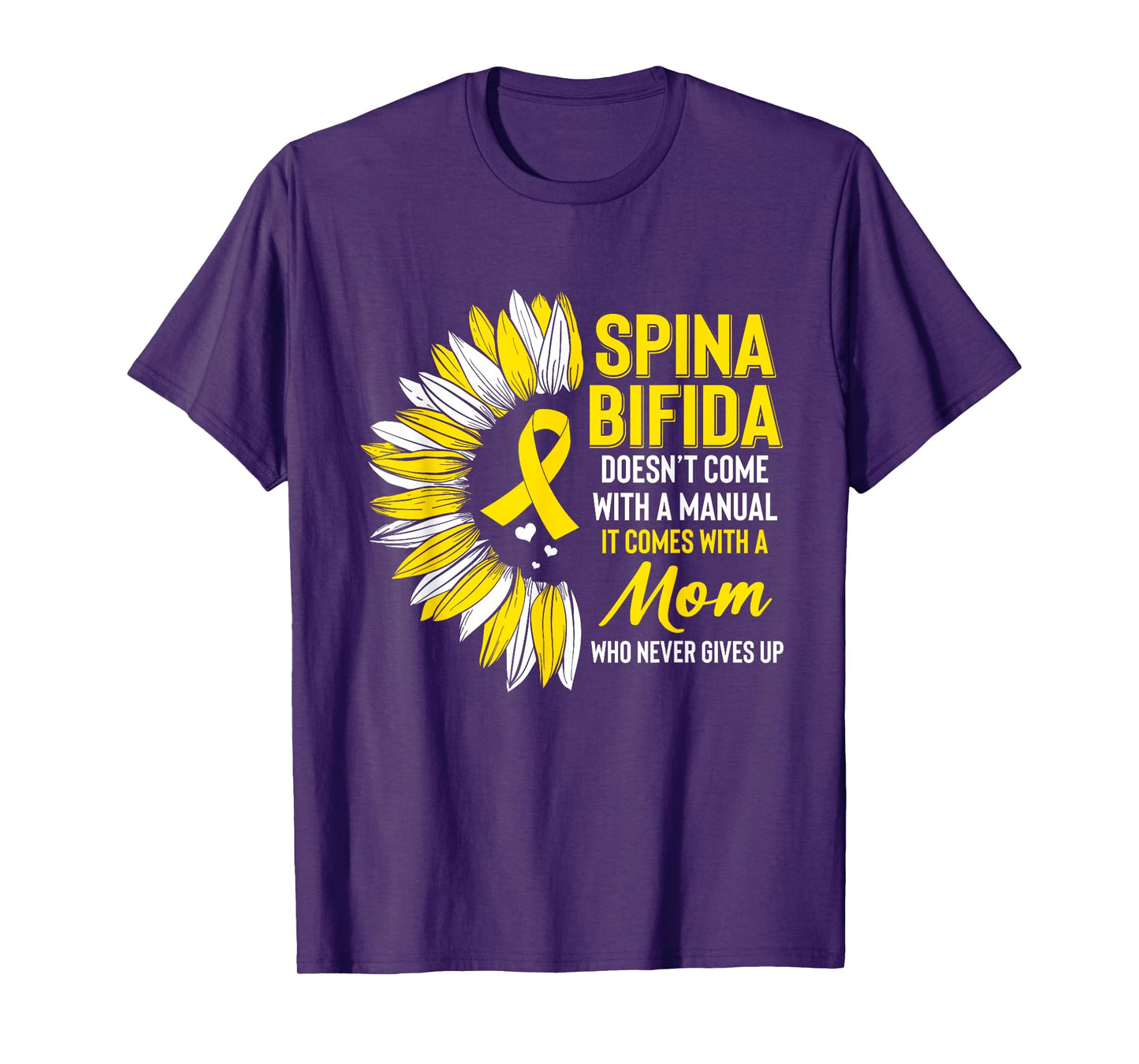Spina Bifida Awareness Mom Mother Sunflower Yellow Ribbon T-Shirt