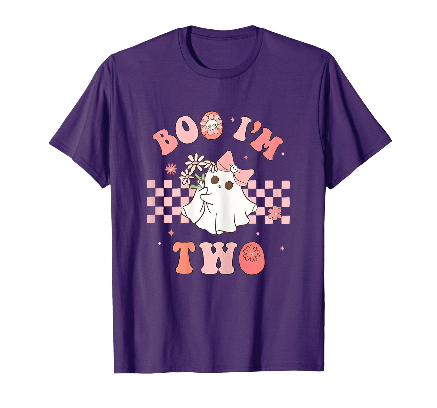 Boo I'm Two Ghost Pink Bow 2nd Birthday Halloween Girls T-Shirt