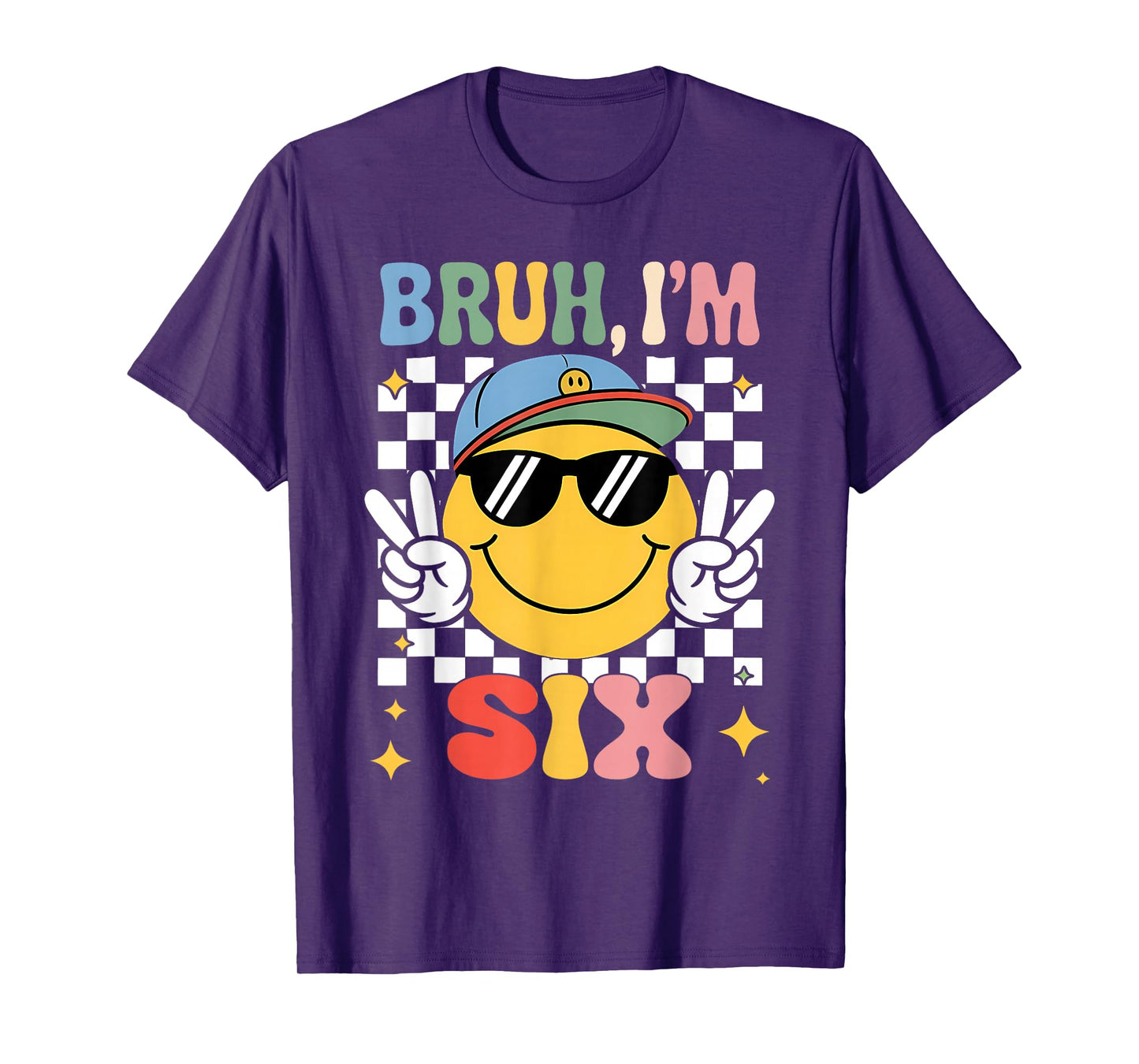 Bruh I'm Six 6 6th Birthday Groovy Boys Girls 6 Years Old T-Shirt