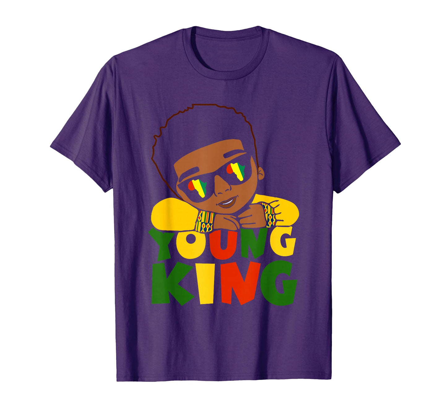 Black Young King Black History Month Kids Afro Boys Men T-Shirt