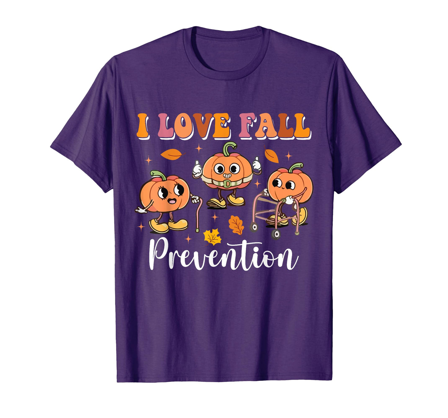 Groovy Retro I Love Fall Prevention Fall Physical Therapy T-Shirt