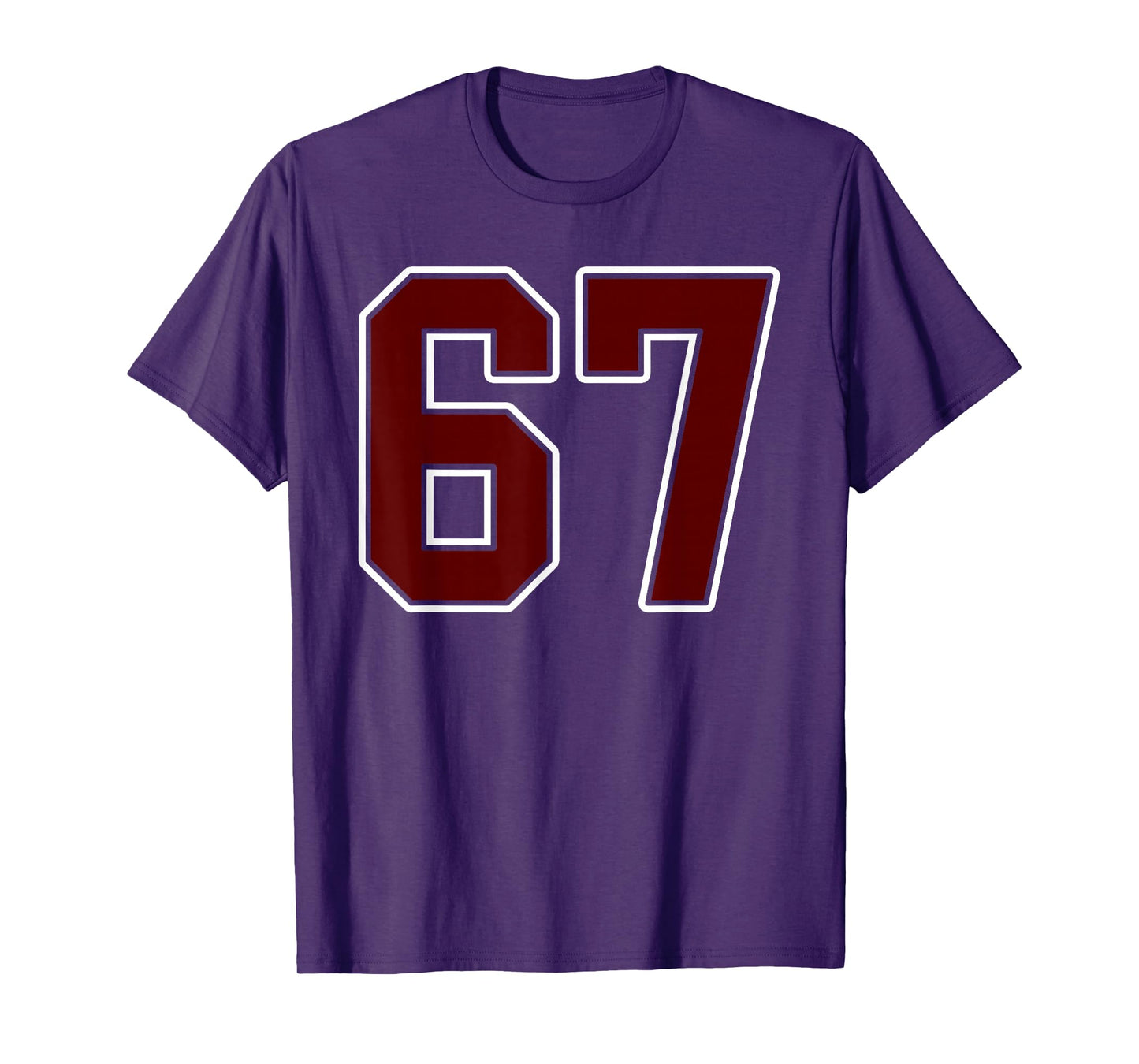 Maroon and White Number 67 Jersey Player Uniform #67 Fan T-Shirt