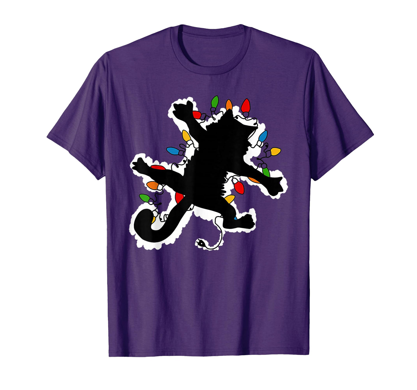 Funny Pussy-cat from Christmas Vacation Frieds Black U-Neck T-Shirt