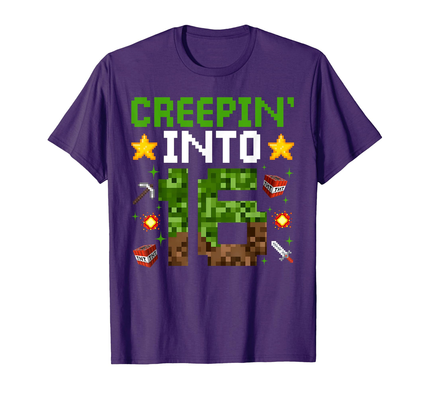 16th Birthday Gamer Pixel Creepin’ Into 16 Video Game Party T-Shirt